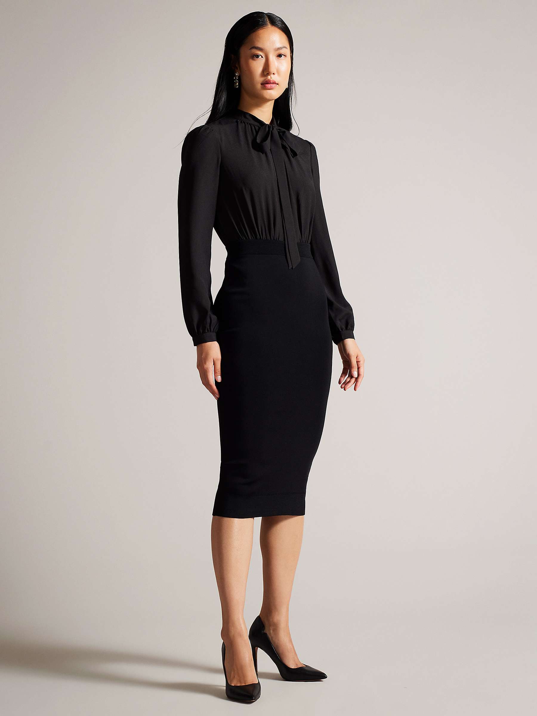 Buy Ted Baker Mersea Knitted Pencil Skirt Midi Dress, Black Online at johnlewis.com