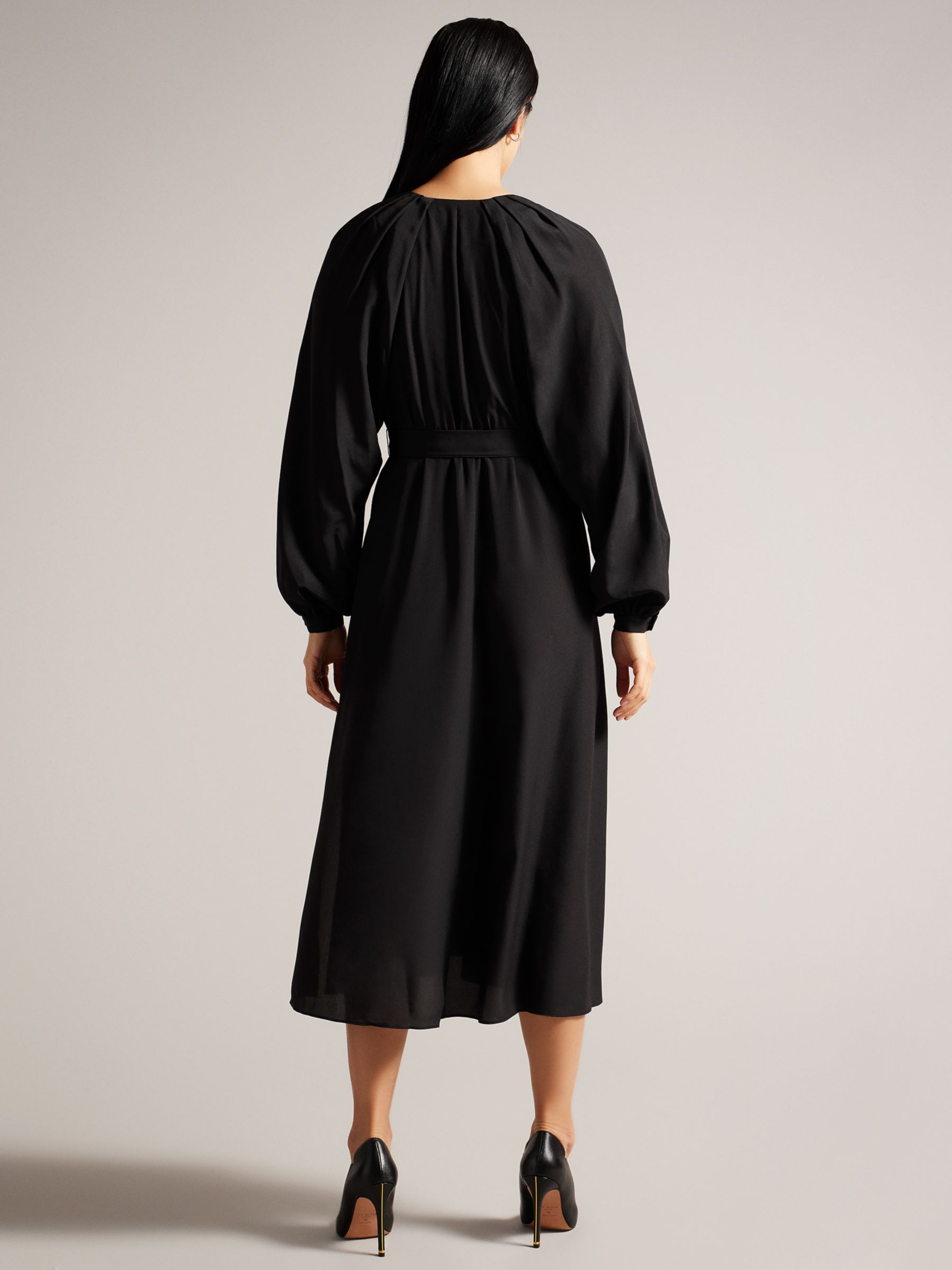 Ted Baker Comus Belted Midi Dress, Black at John Lewis & Partners