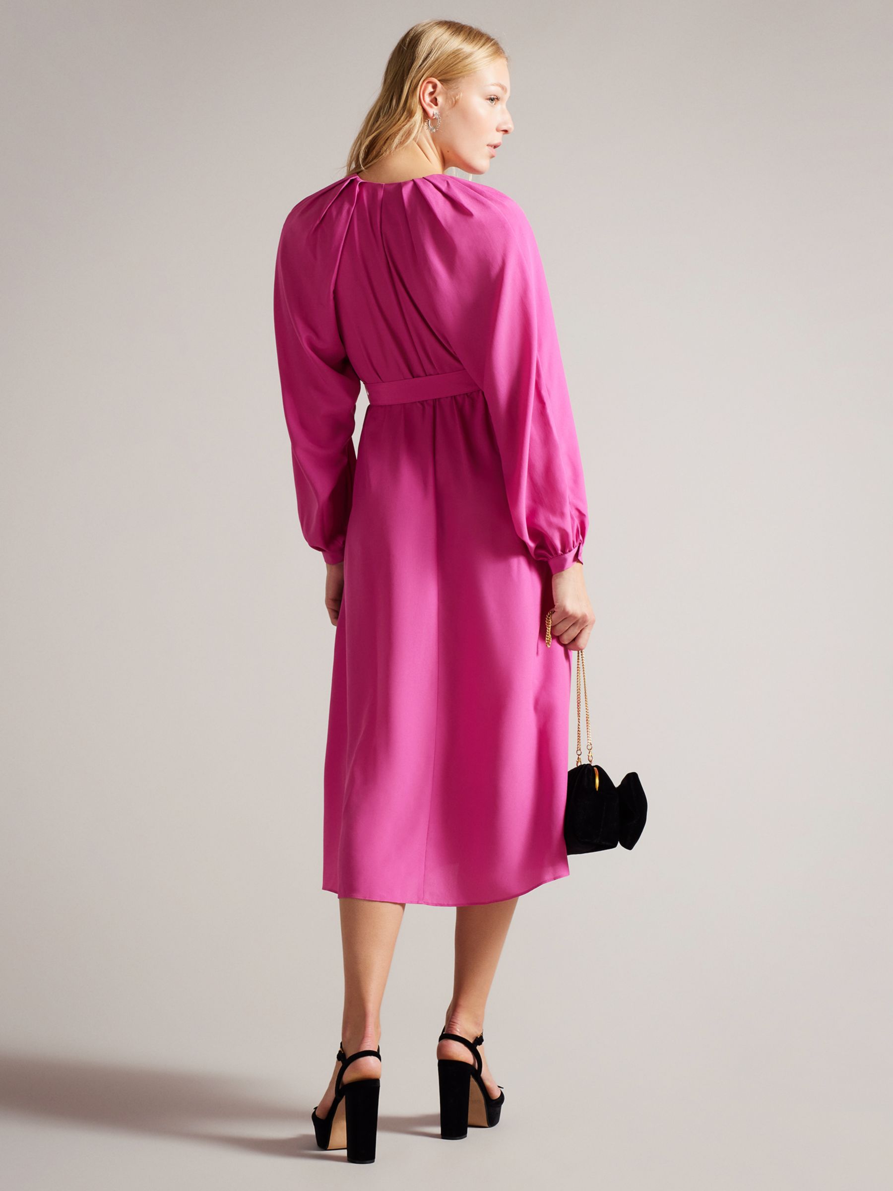 Ted Baker Comus Belted Midi Dress, Hot Pink at John Lewis & Partners