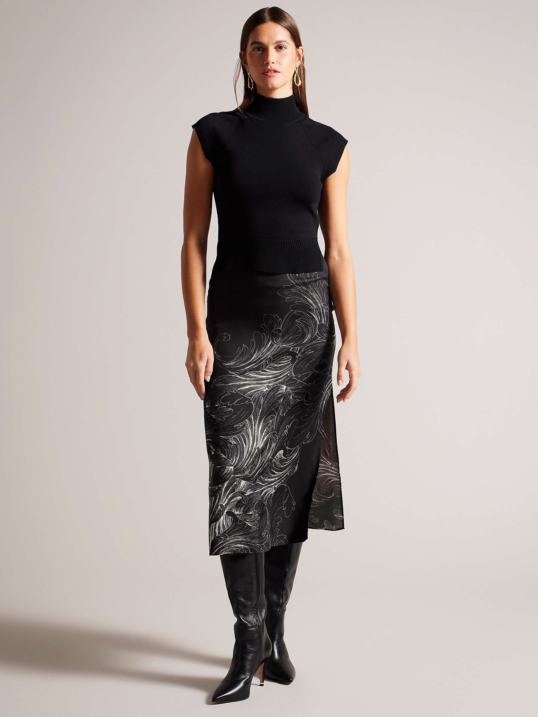 Buy Ted Baker Hewiet Straight Midi Dress, Black/White Online at johnlewis.com