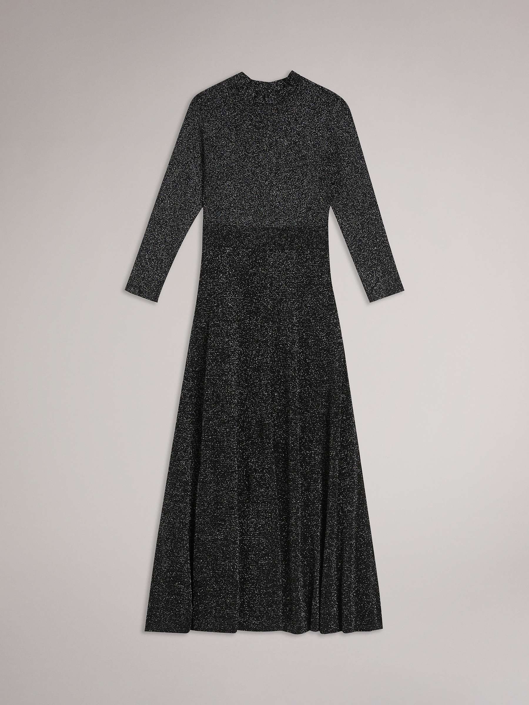 Buy Ted Baker Kannie Metallic Knitted Midi Dress, Black/Silver Online at johnlewis.com