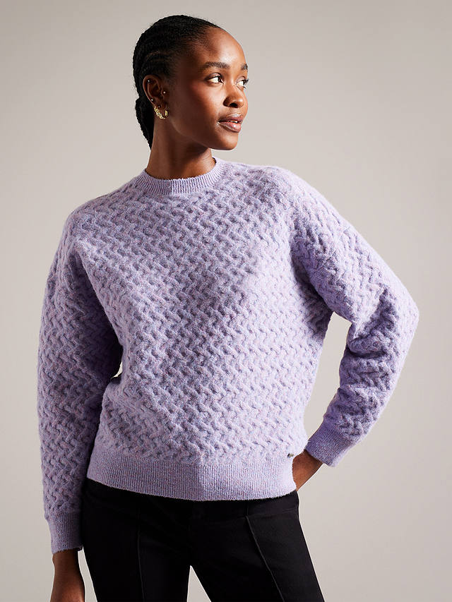 Ted Baker Morlea Horizontal Cable Knit Easy Fit Jumper, Lilac