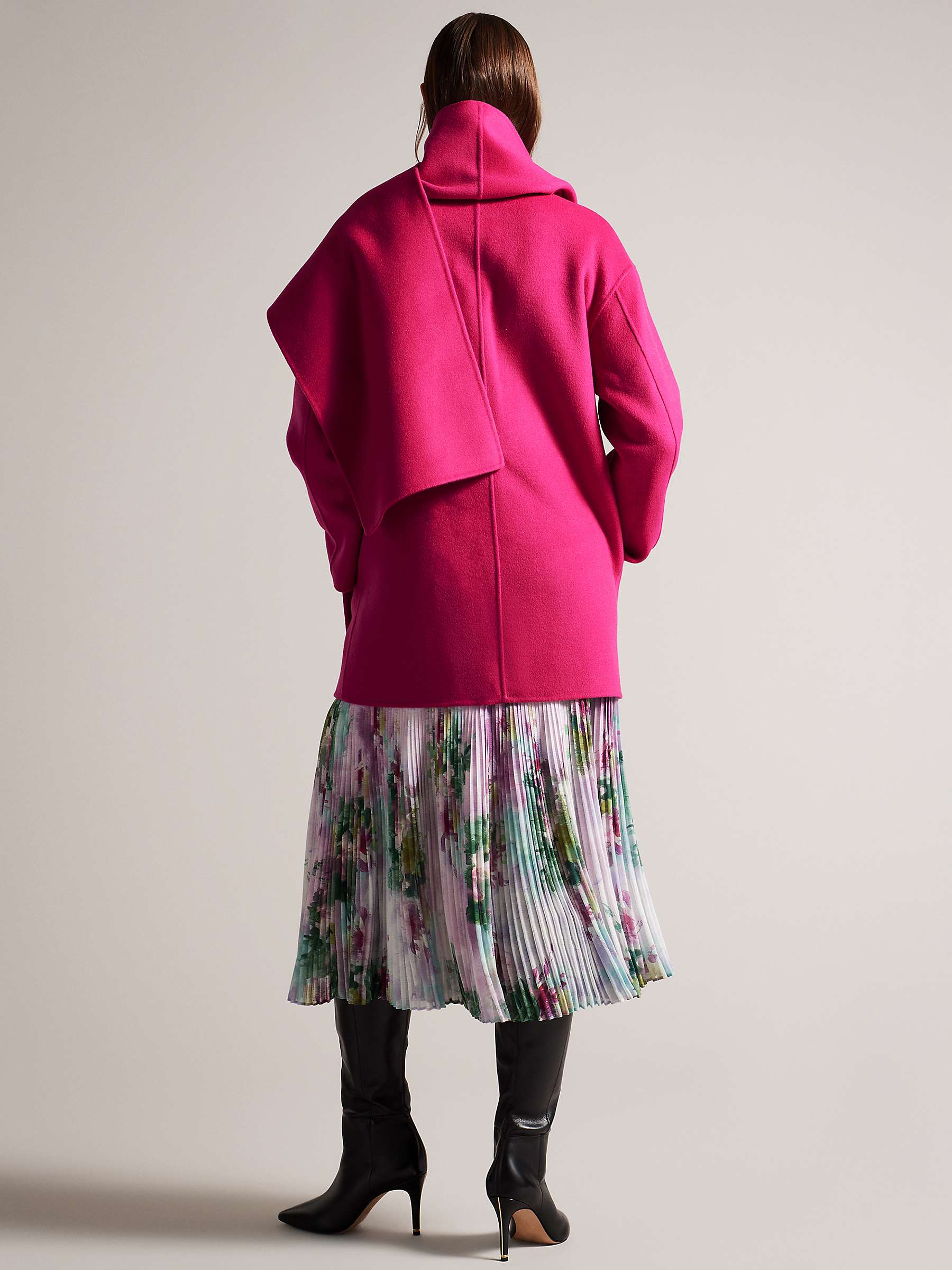 Buy Ted Baker Skylorr Scarf Detail Short Coat, Hot Pink Online at johnlewis.com