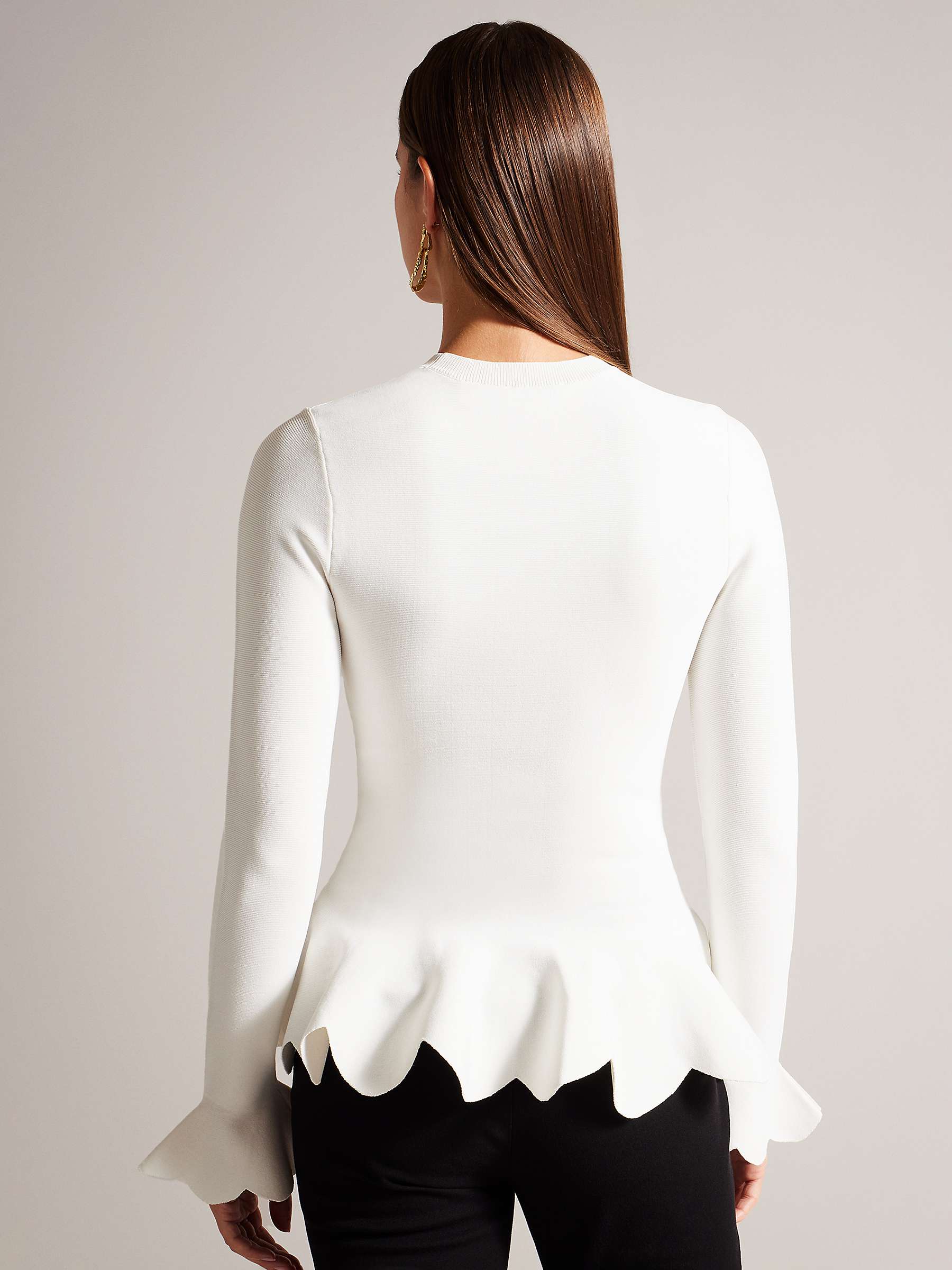 Buy Ted Baker Lillyyy Long Sleeve Scalloped Peplum Top Online at johnlewis.com