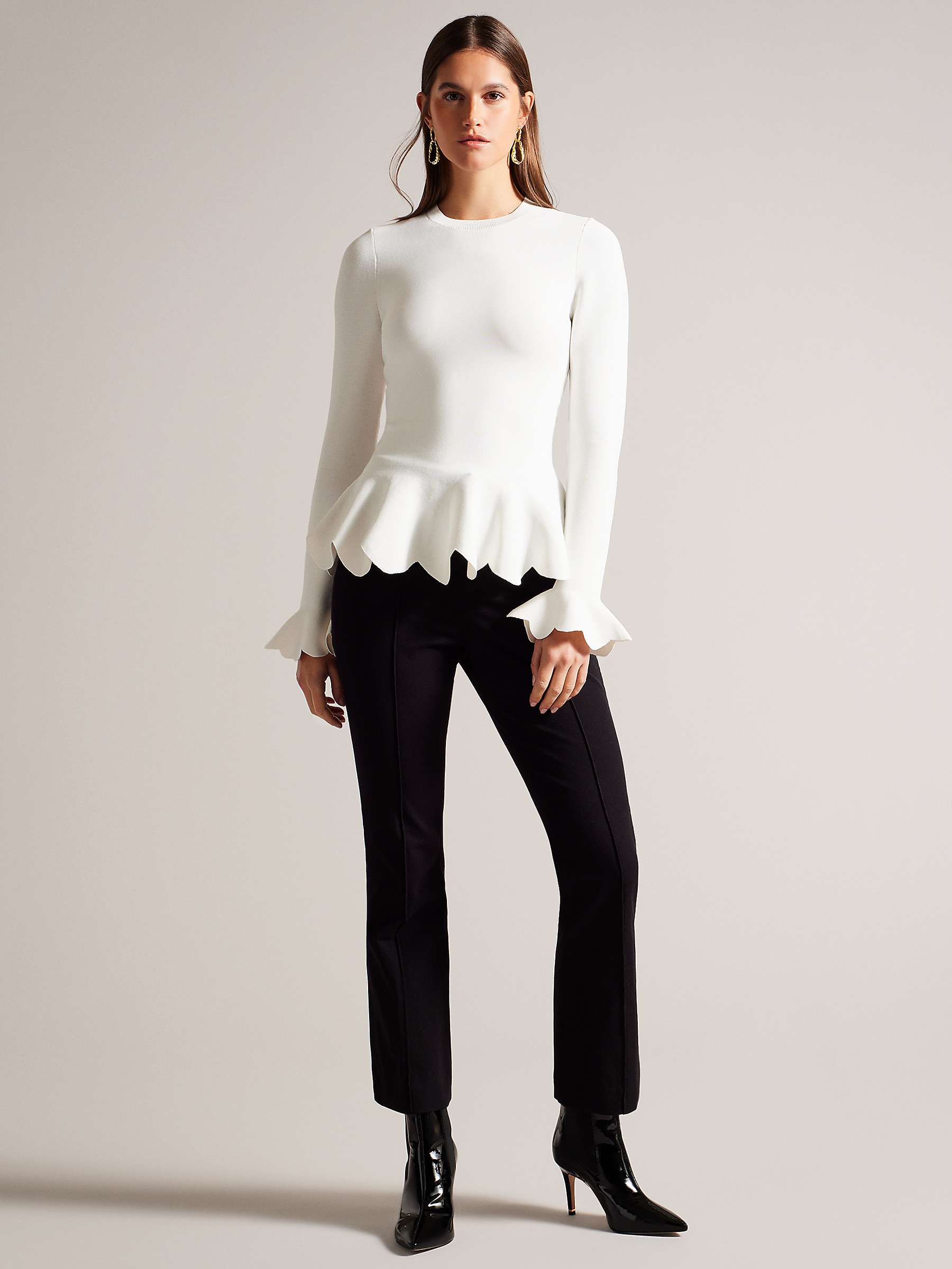 Buy Ted Baker Lillyyy Long Sleeve Scalloped Peplum Top Online at johnlewis.com