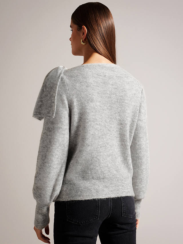 Ted Baker Larbow Wool Blend Statement Bow Jumper, Light Grey
