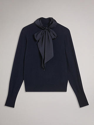 Ted Baker Maralou Tie Bow Detail Jumper, Blue Navy