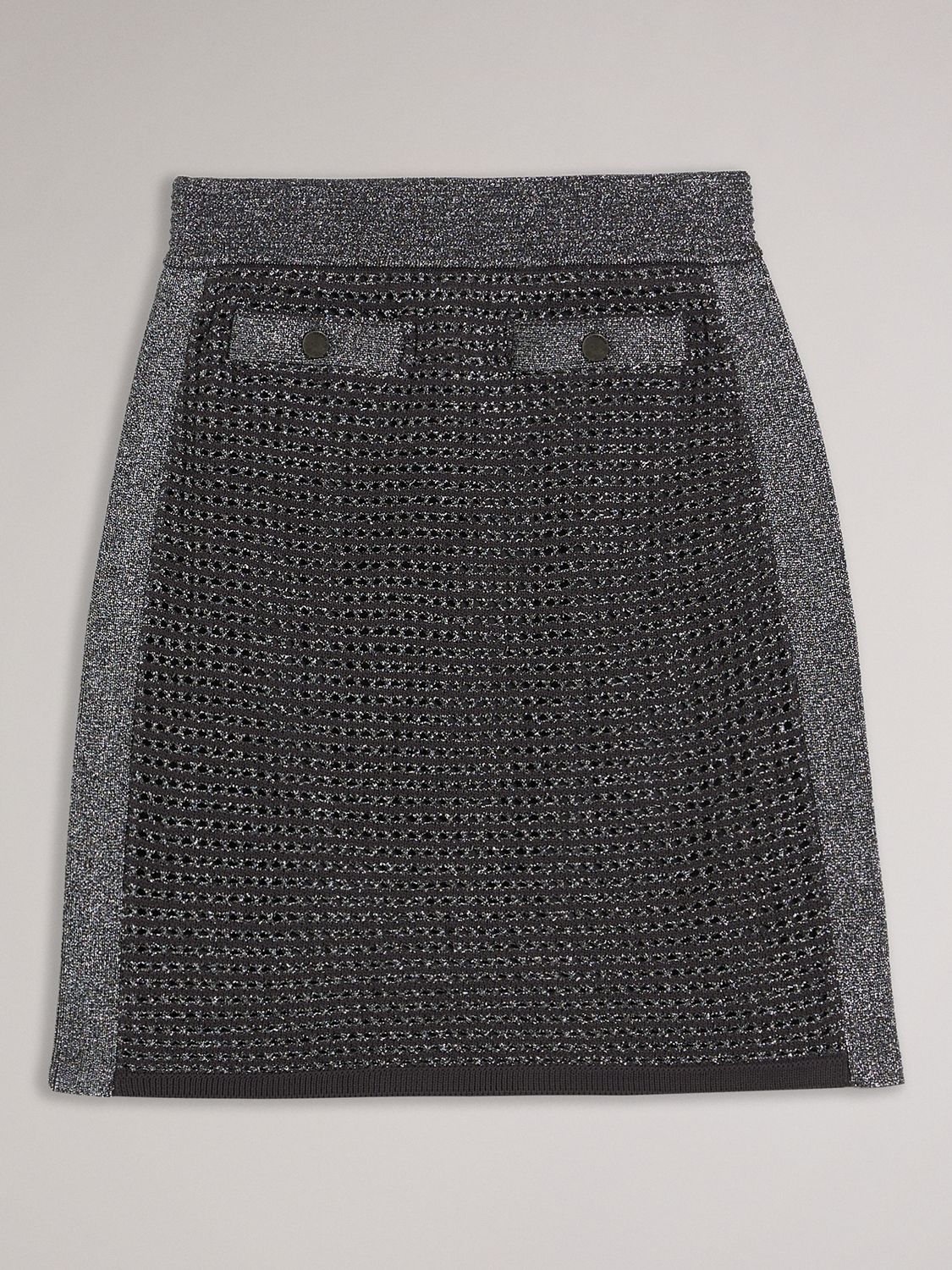 Buy Ted Baker Sanniaa Knitted Mini Skirt, Grey Gunmetal Online at johnlewis.com