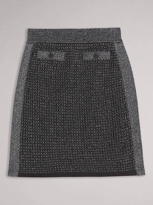 Ted Baker Sanniaa Knitted Mini Skirt, Grey Gunmetal