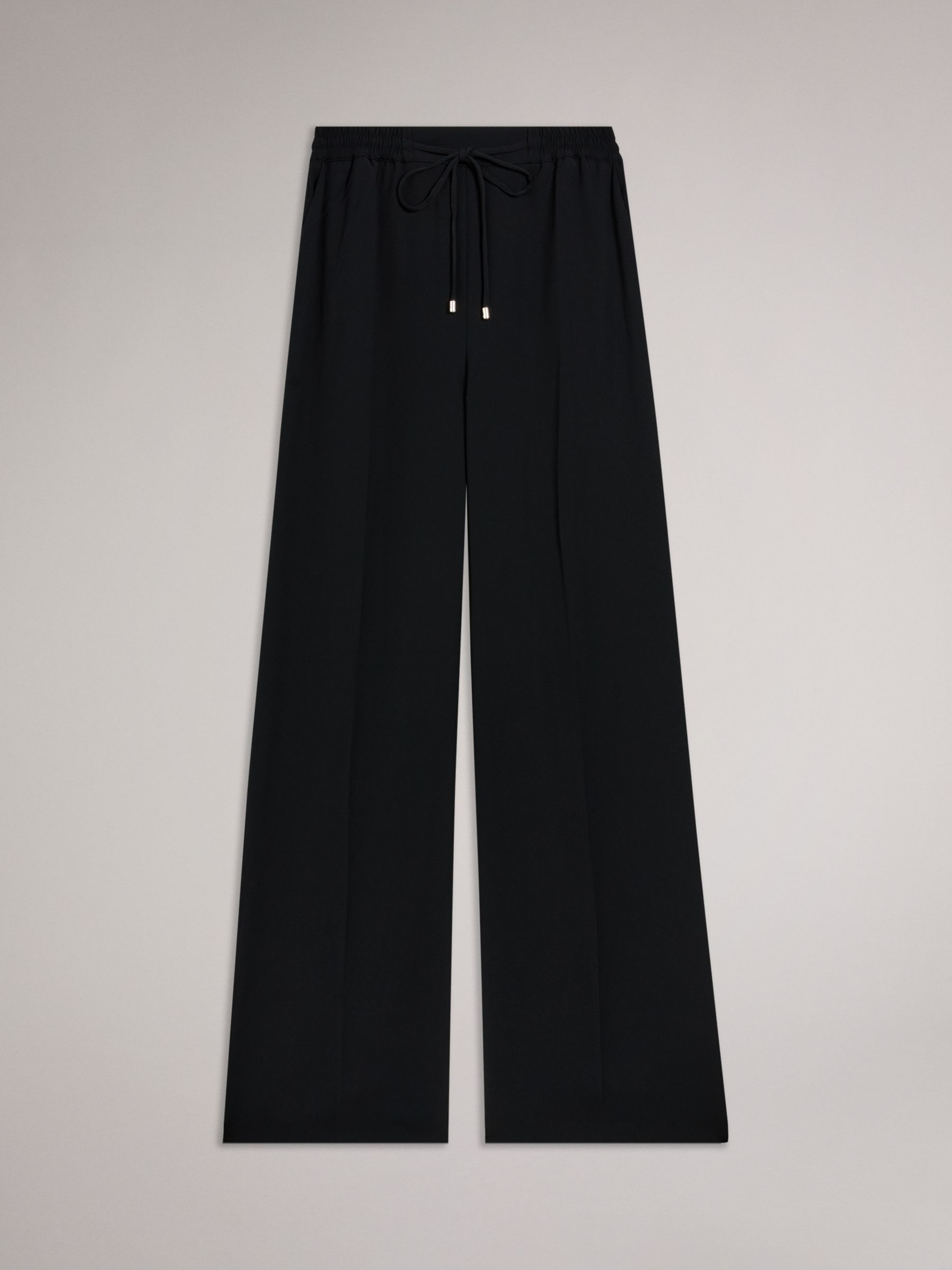 Ted Baker Liliaah Wide Leg Drawstring Waist Trousers, Black, 8