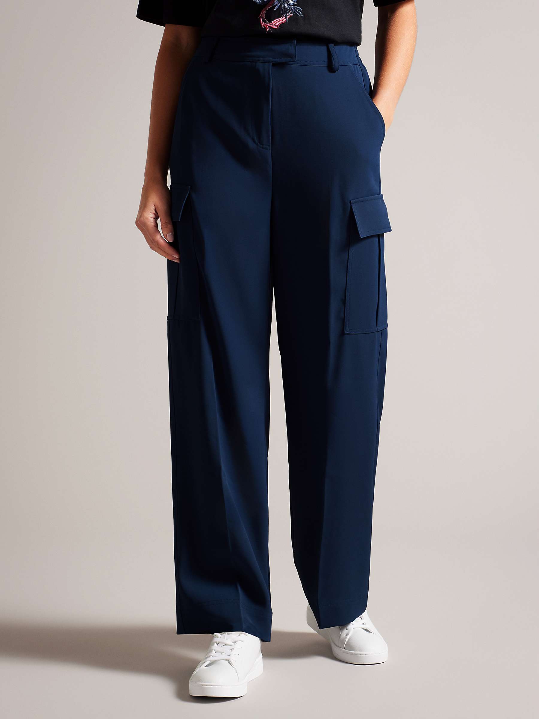 Buy Ted Baker Roccio High Waisted Wide Leg Cargo Trouser, Navy Online at johnlewis.com
