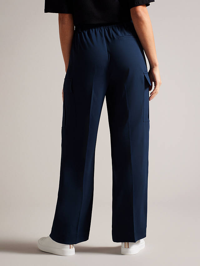 Ted Baker Roccio High Waisted Wide Leg Cargo Trouser, Navy