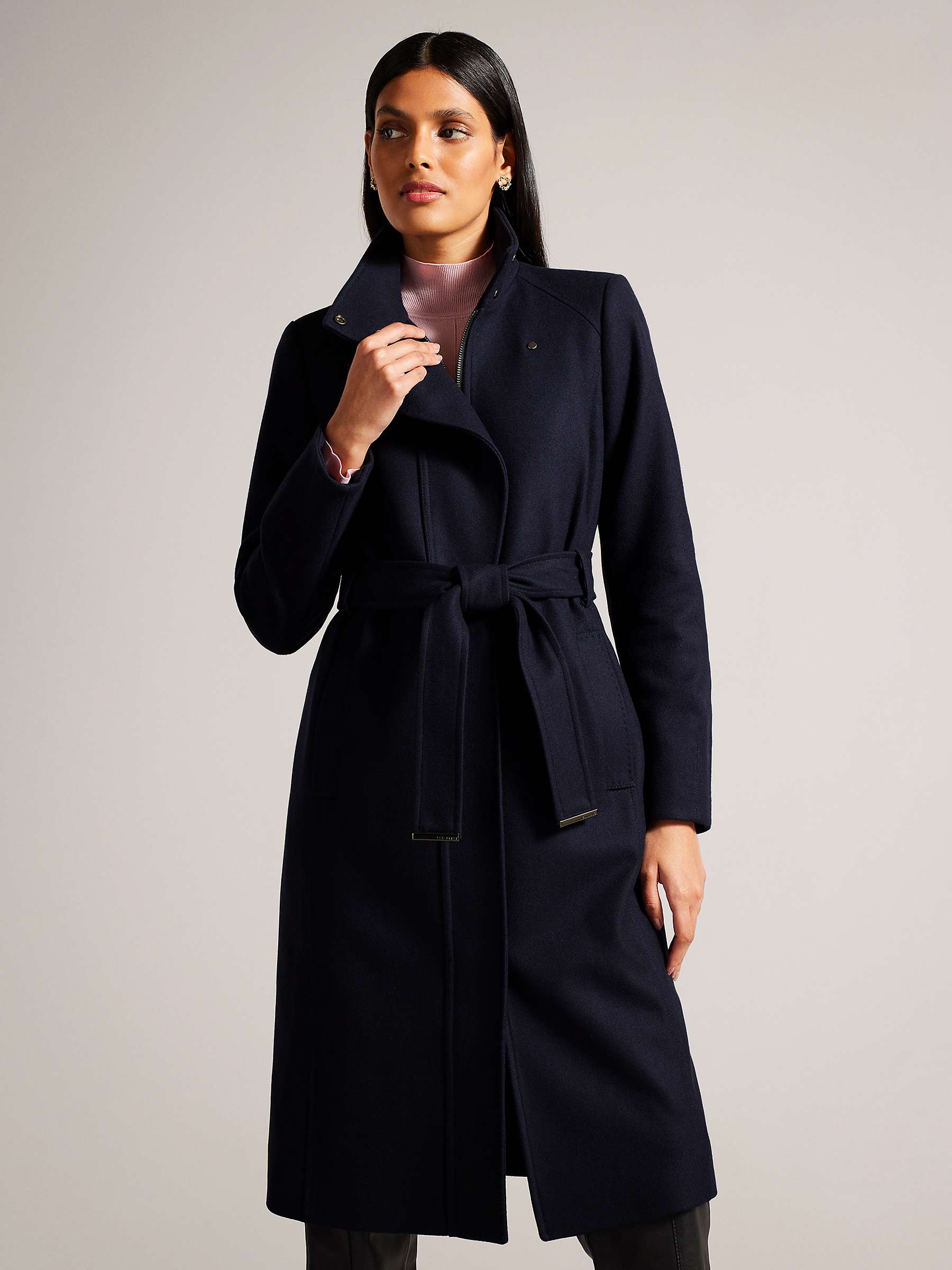 Buy Ted Baker Icombi Funnel Neck Wool Blend Coat, Navy Online at johnlewis.com