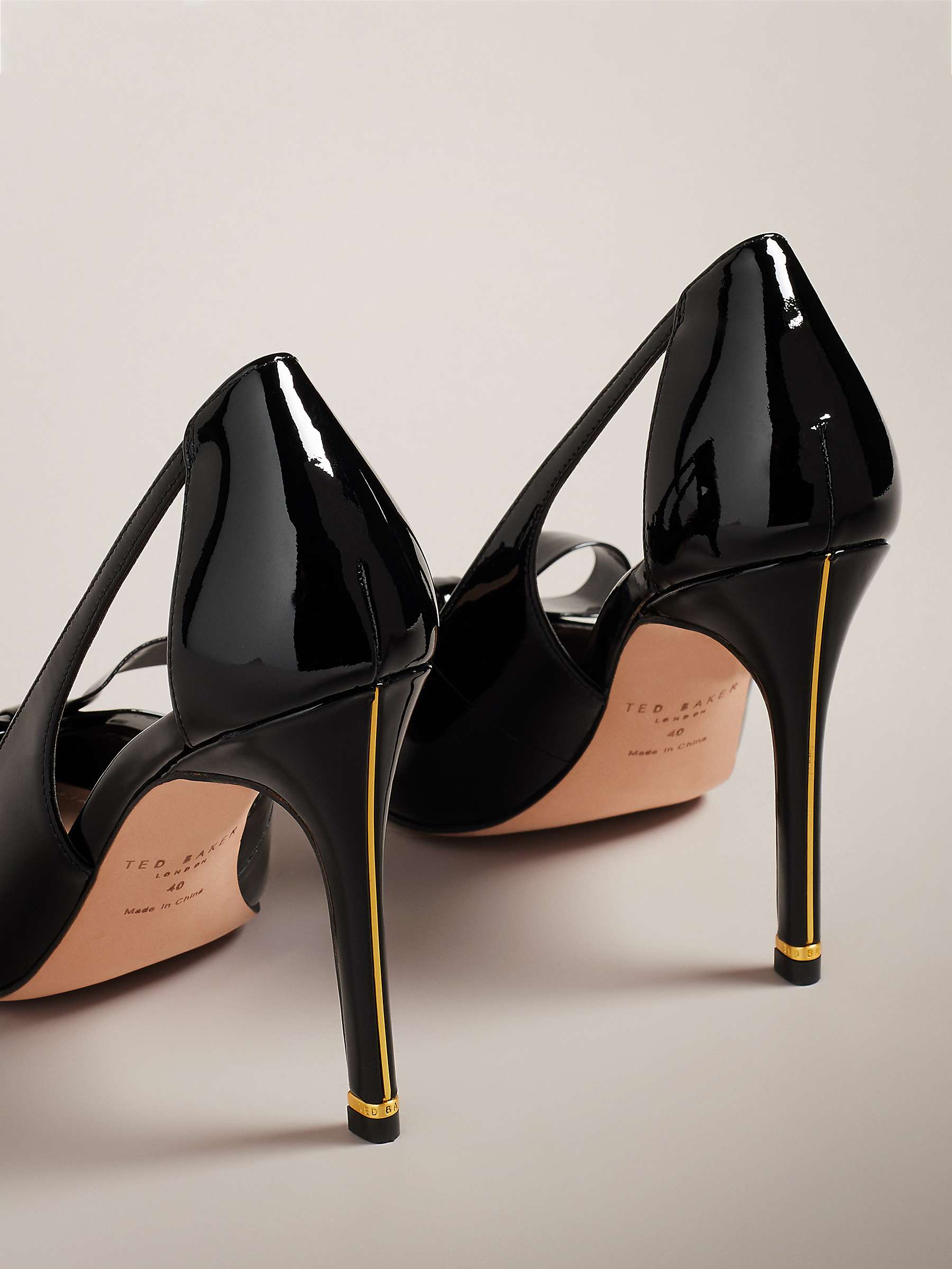 Buy Ted Baker Orliney Patent Bow Cut Out Heeled Court Shoes Online at johnlewis.com