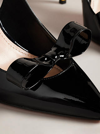 Ted Baker Orliney Patent Bow Cut Out Heeled Court Shoes, Black