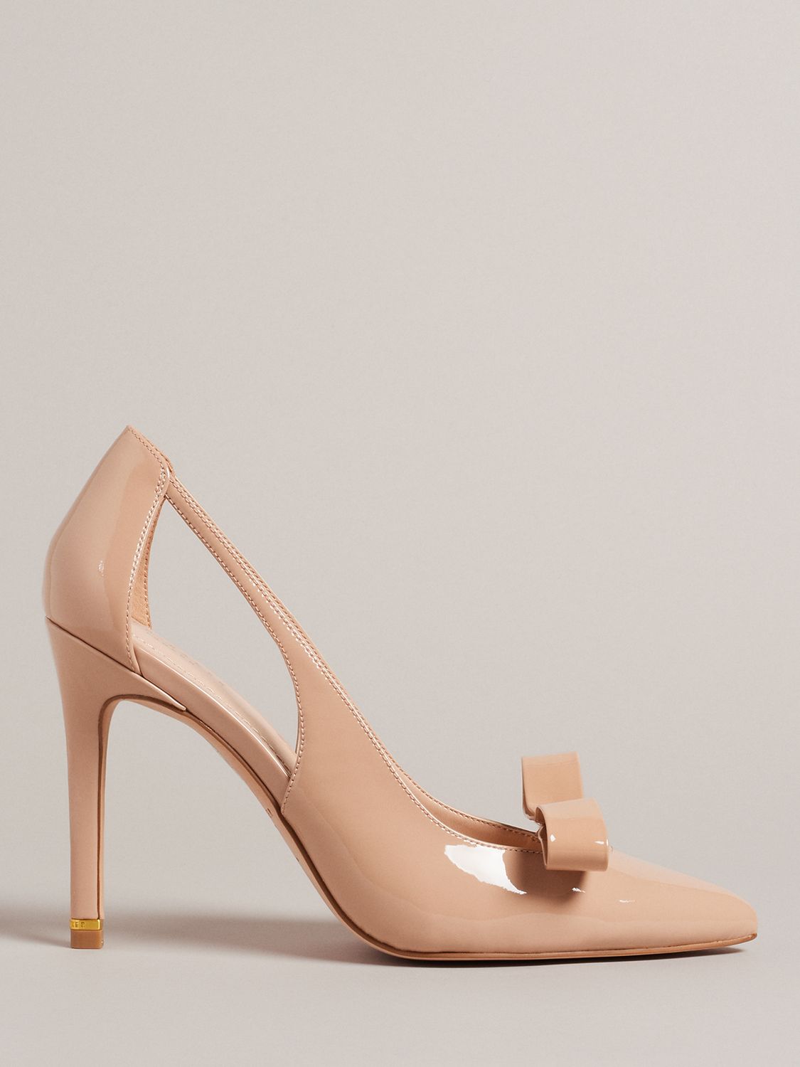 Ted Baker Orliney Patent Bow Cut Out Heeled Court Shoes, Nude, EU39