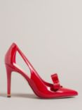 Ted Baker Orliney Patent Bow Cut Out Heeled Court Shoes, Red