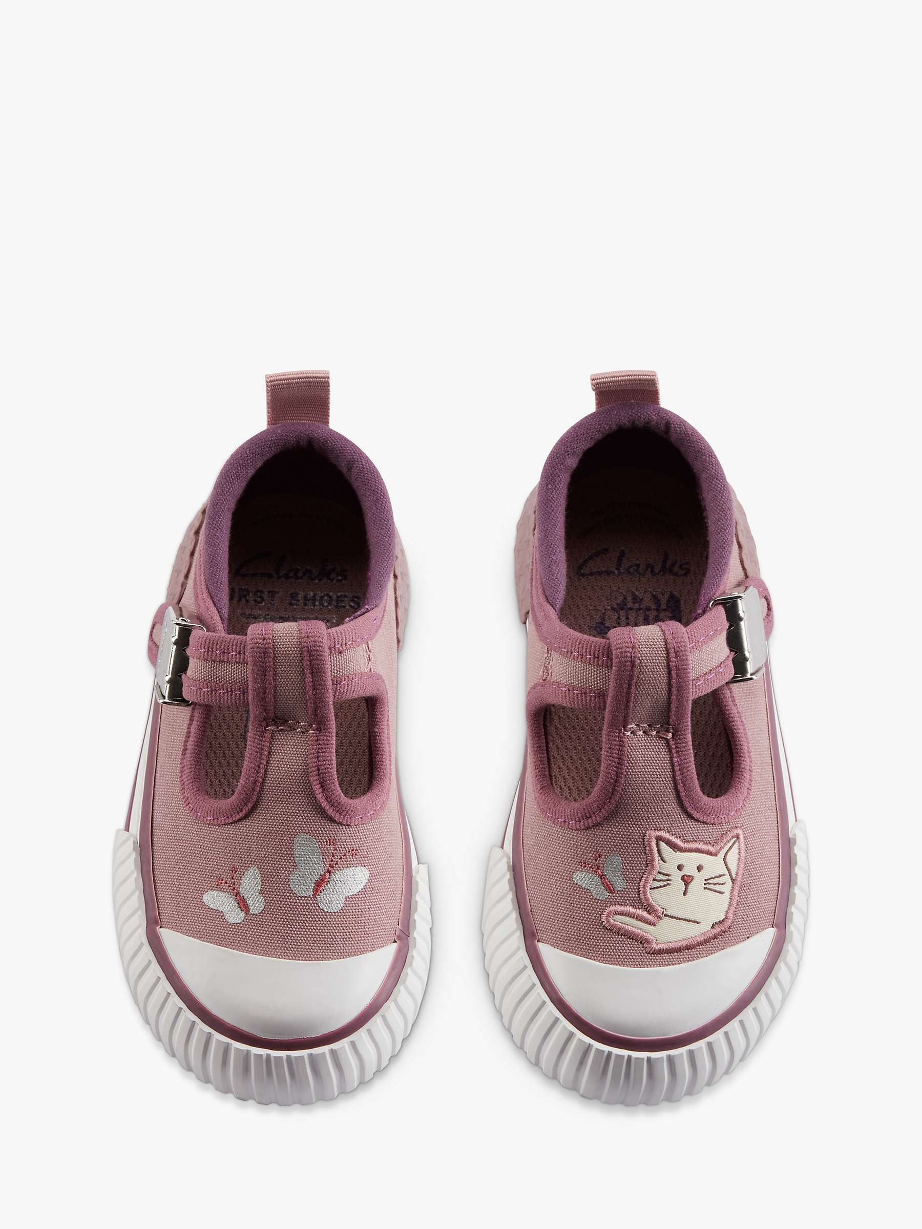 Buy Clarks Kids' Foxing Pet T-Bar Shoes, Dusty Pink Online at johnlewis.com