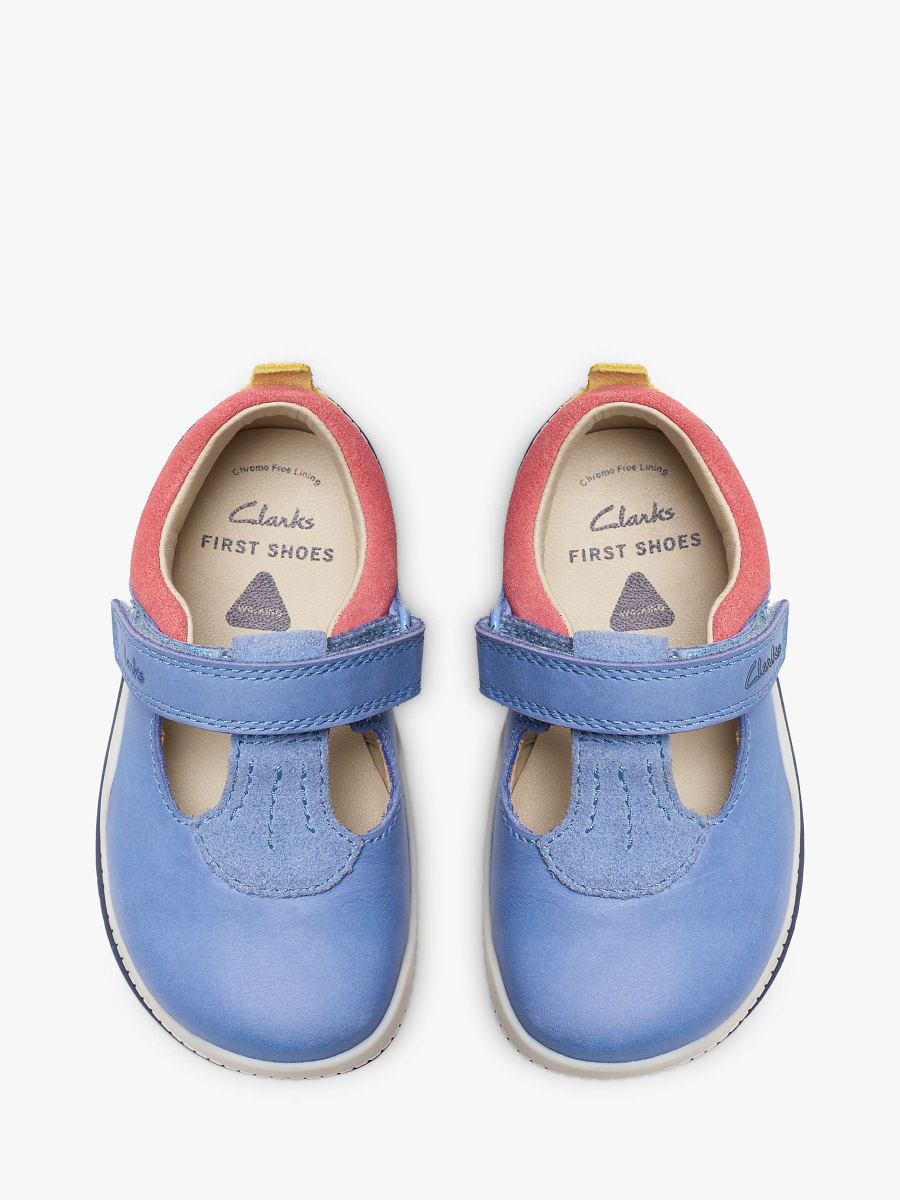 Buy Clarks Kids' Noodle Bright T-Bar Shoes, Blue Online at johnlewis.com