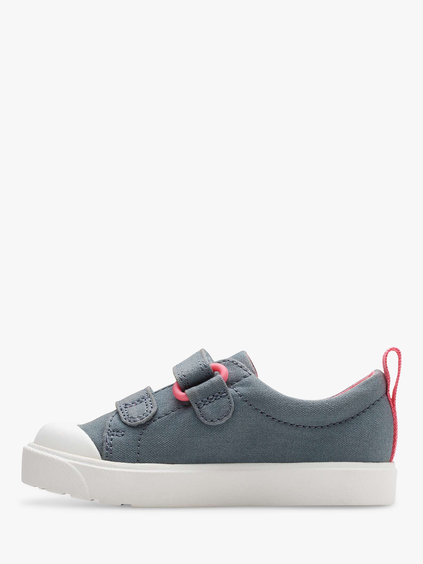 Buy Clarks Kids' City Bright Canvas Floral Embroidered Trainers, Blue Online at johnlewis.com