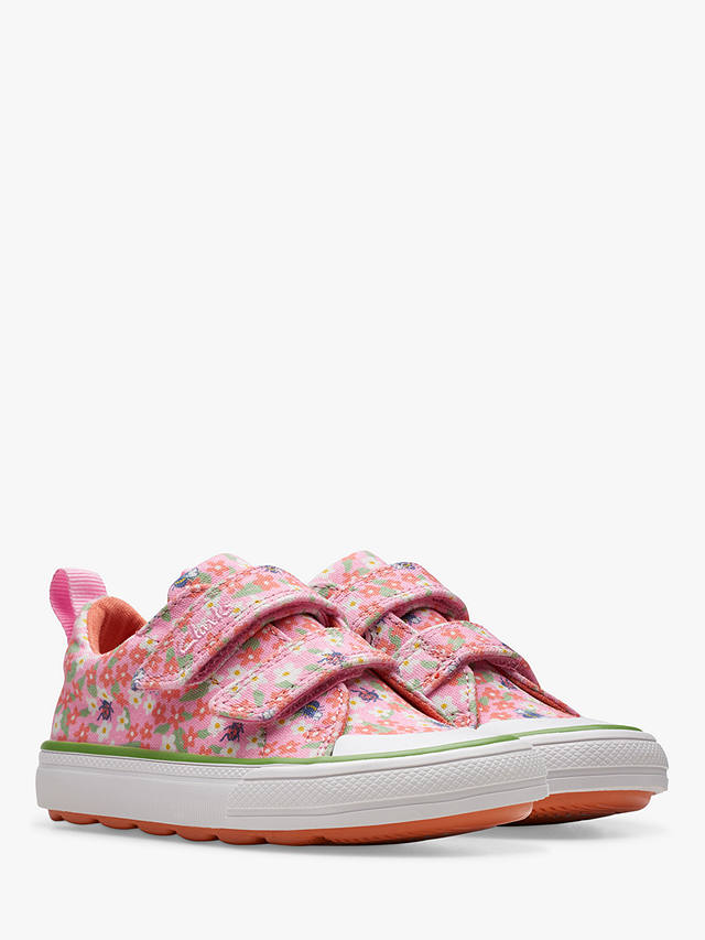 Clarks Kids' Foxing Posey Canvas Shoes, Pink/Multi