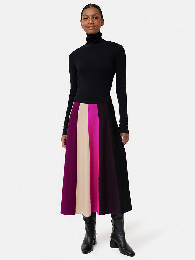 Jigsaw Midi Stripe Merino Skirt, Multi at John Lewis & Partners