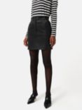 Jigsaw Mini Leather Skirt, Black, Black