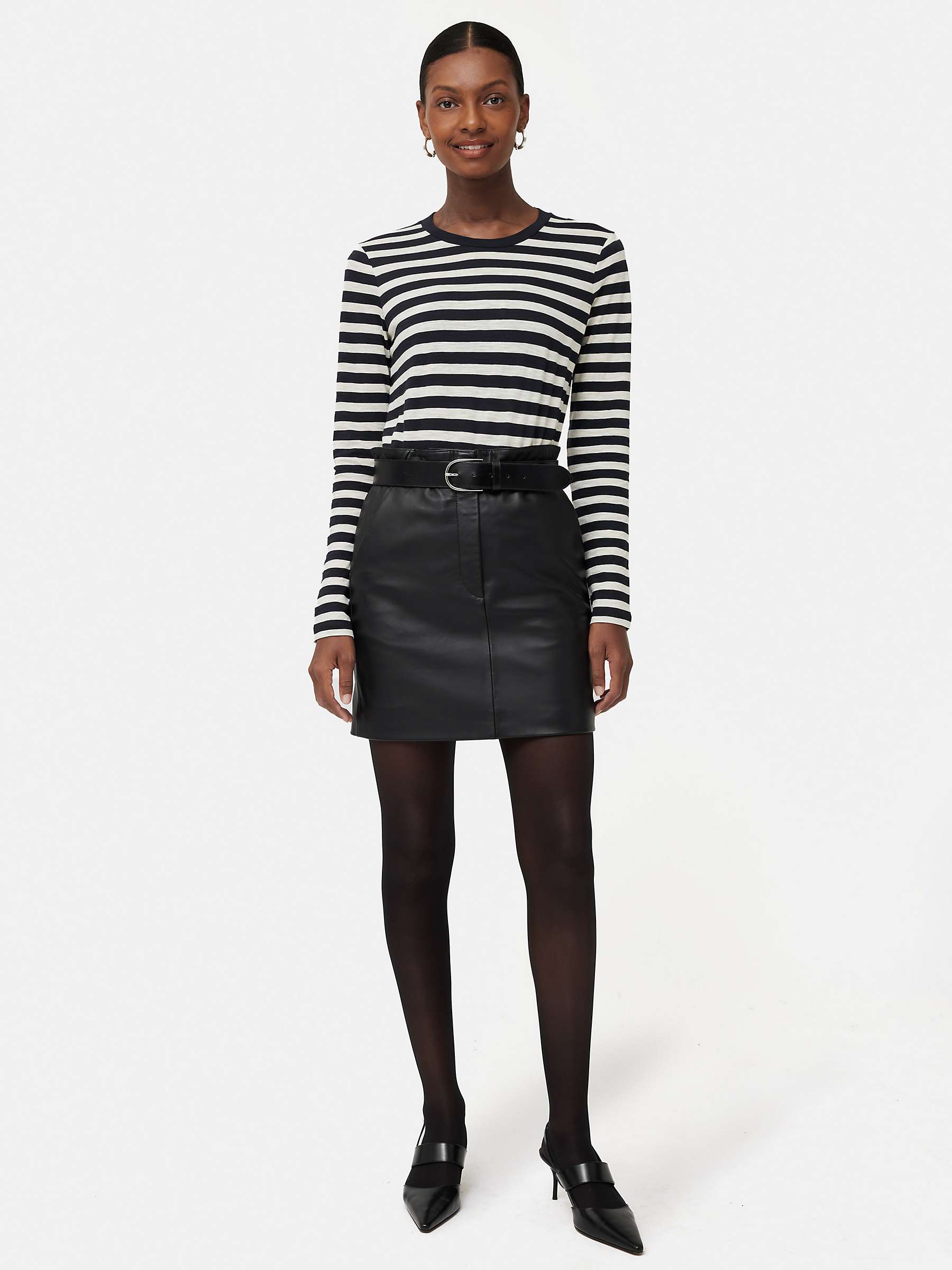 Buy Jigsaw Mini Leather Skirt, Black Online at johnlewis.com