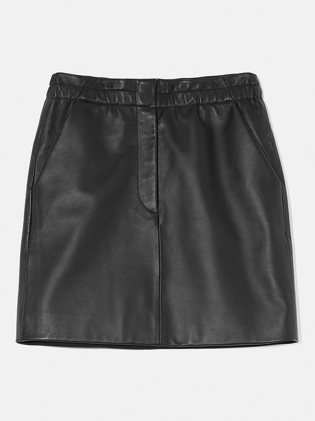 Jigsaw Mini Leather Skirt, Black