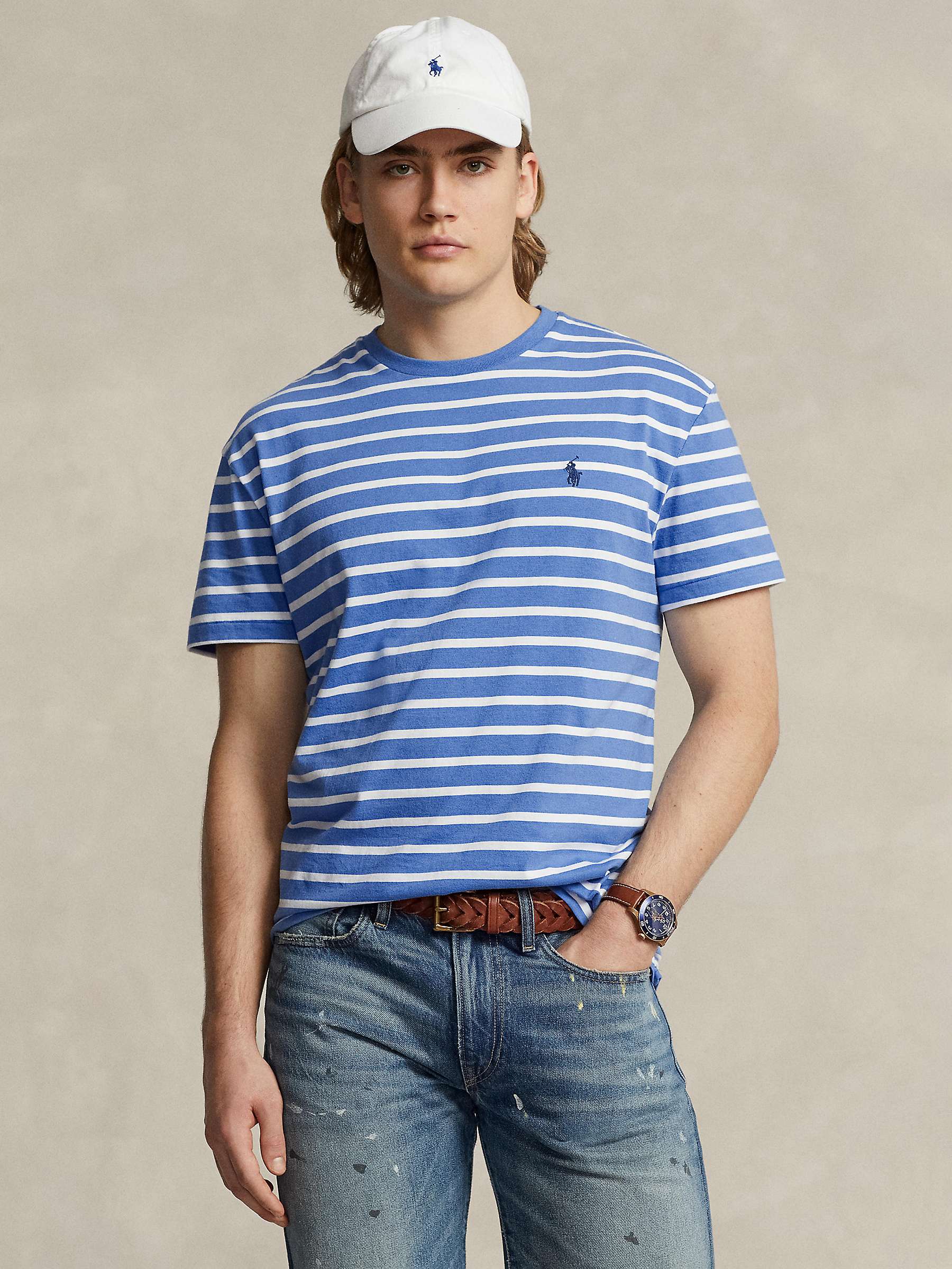 Buy Ralph Lauren Striped Cotton T-Shirt, Blue/White Online at johnlewis.com