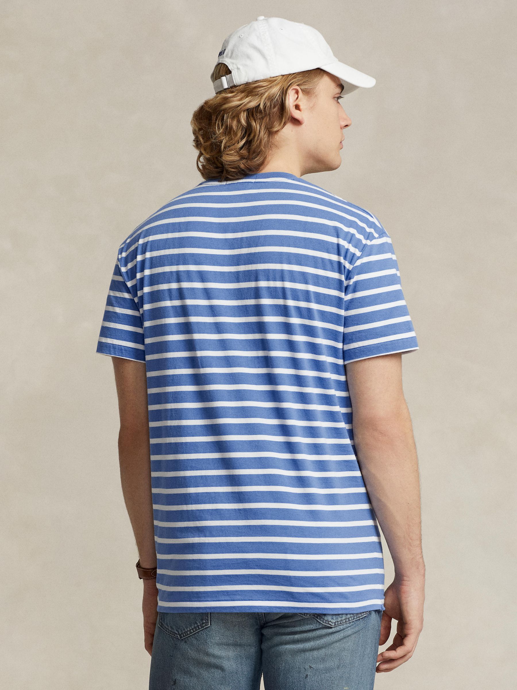 Ralph Lauren Striped Cotton T-Shirt, Blue/White, S