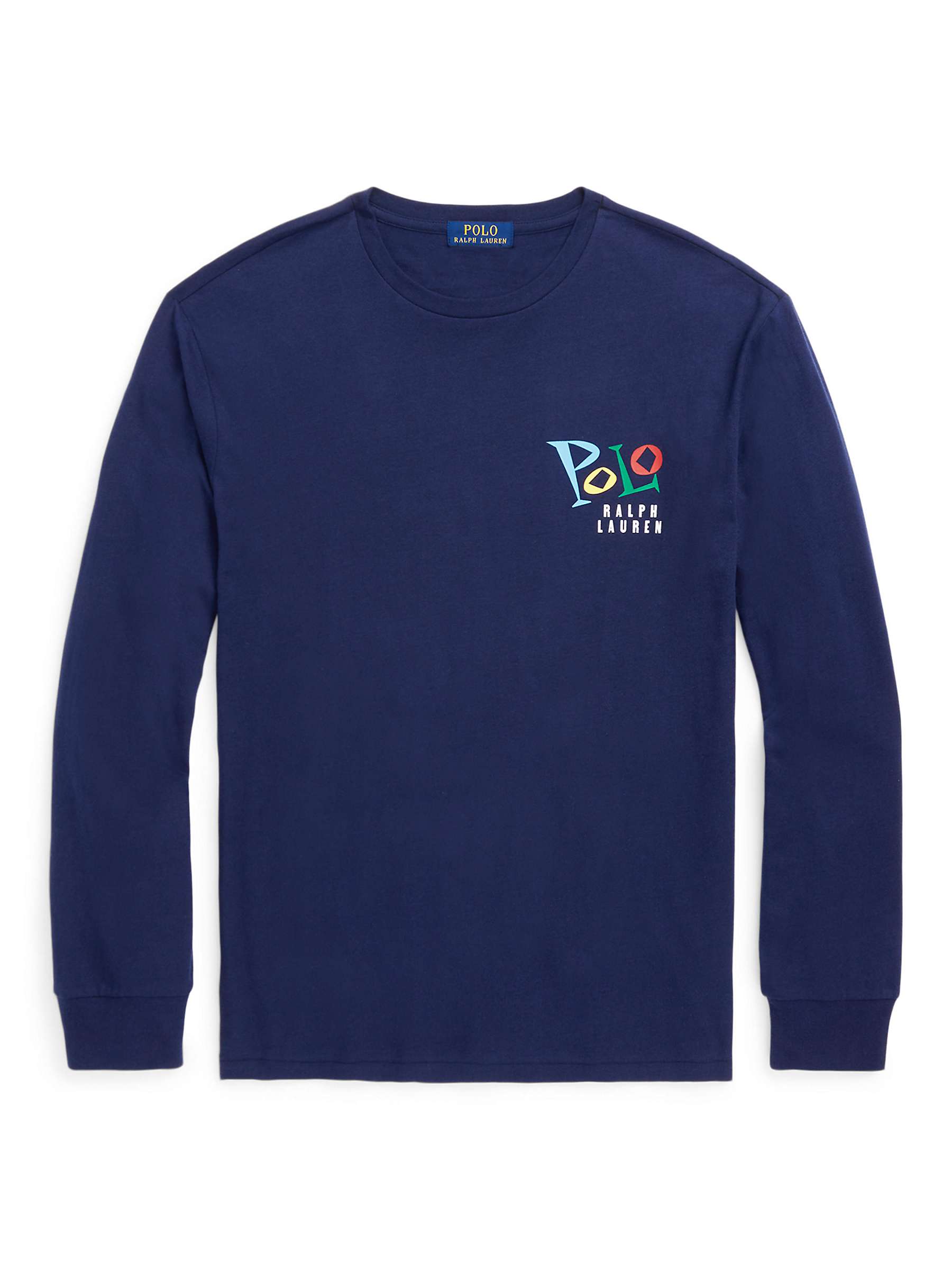 Buy Ralph Lauren Cotton Logo Embroidered Long Sleeved T-Shirt, Newport Navy Online at johnlewis.com