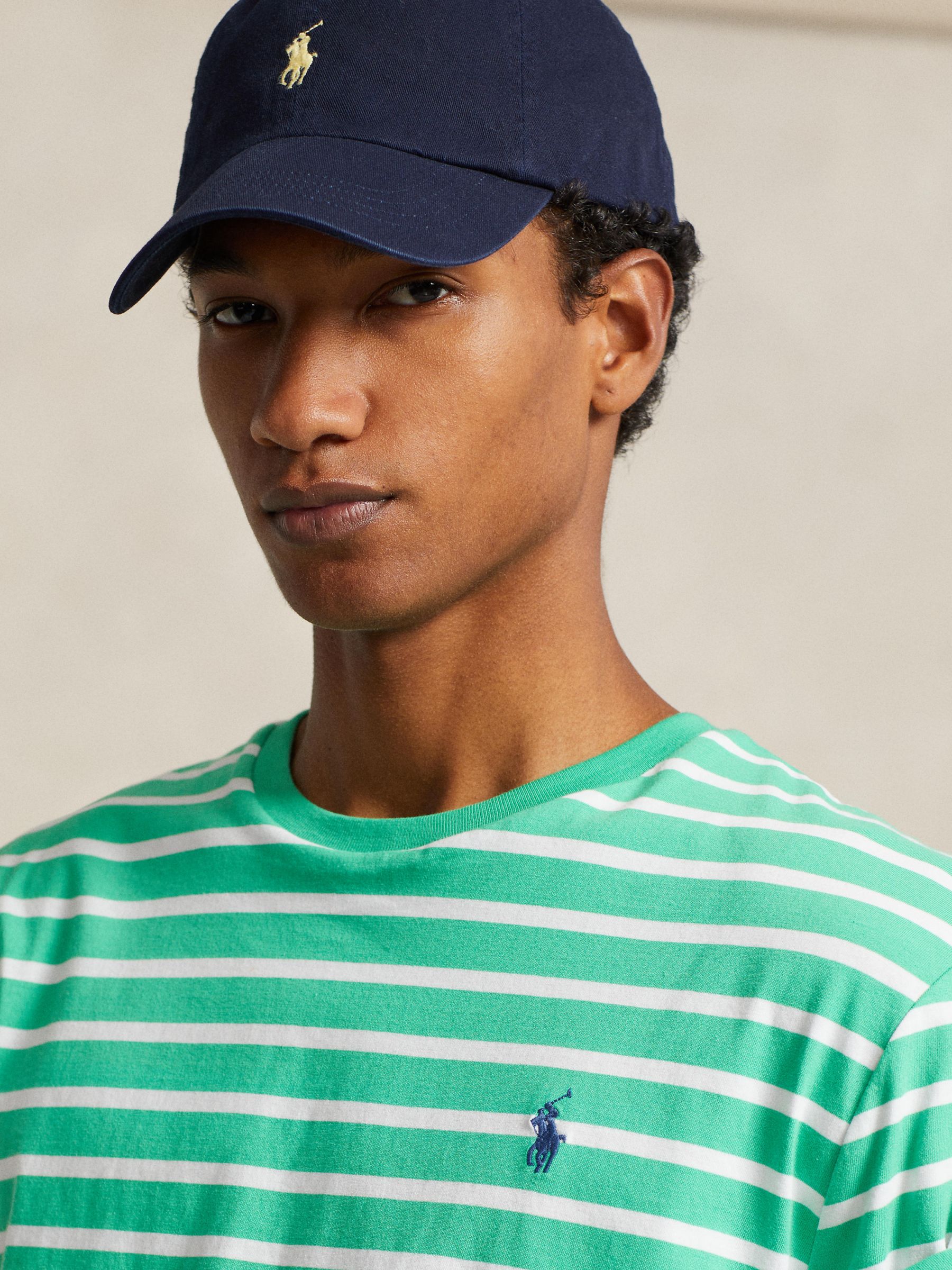 Ralph Lauren Classic Fit Striped Jersey T-Shirt, Green/White, M