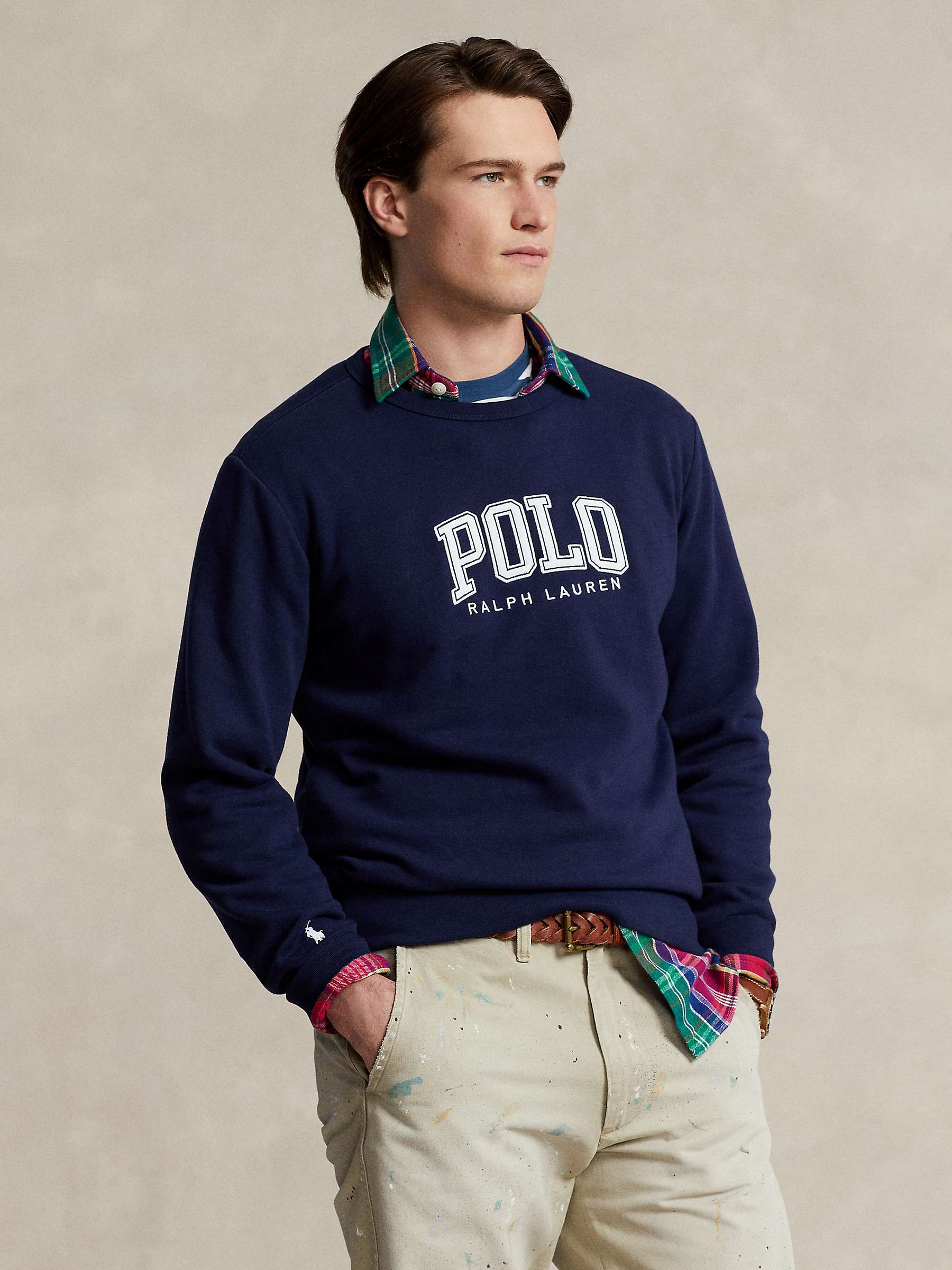 Buy Ralph Lauren Polo Logo Embroidered Sweatshirt, Cruise Navy Online at johnlewis.com