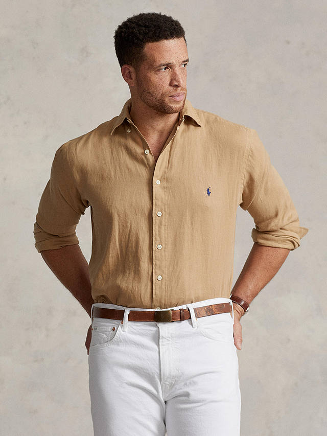 Ralph Lauren Big & Tall Long Sleeve Linen Shirt, Vintage Khaki