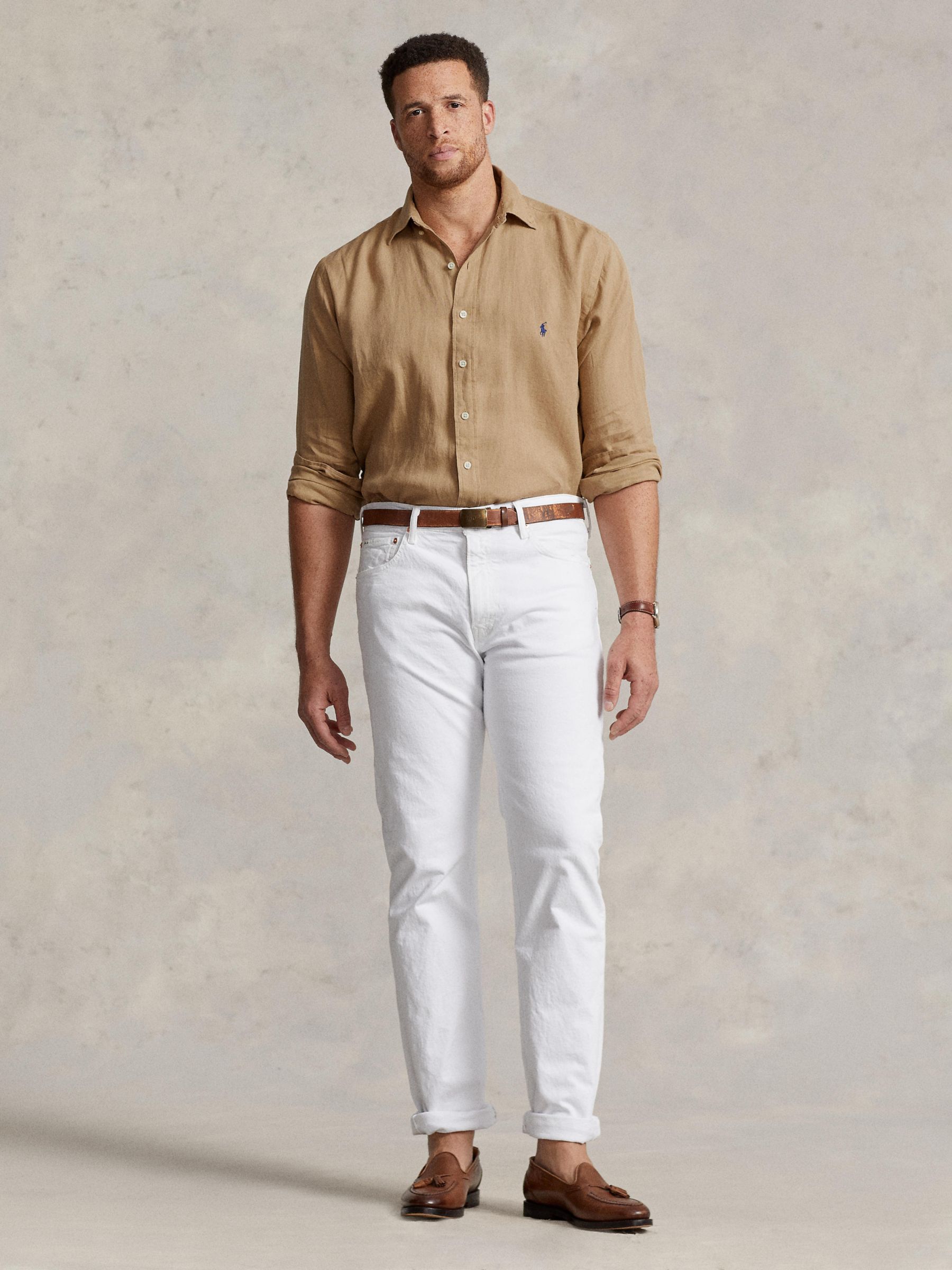 Ralph Lauren Big & Tall Long Sleeve Linen Shirt, Vintage Khaki, XLT