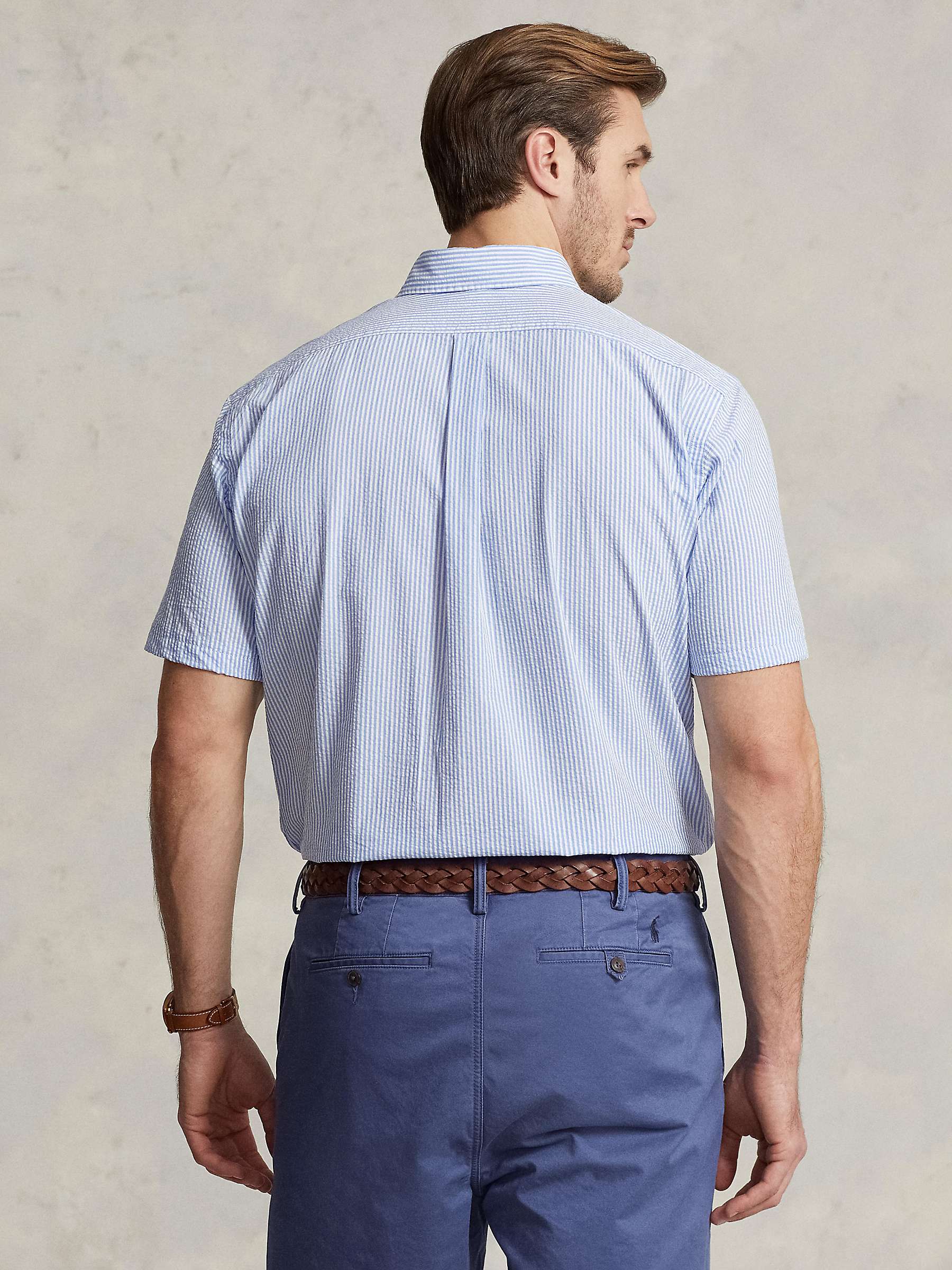 Buy Polo Ralph Lauren Big & Tall Striped Seersucker Shirt, Blue/White Online at johnlewis.com