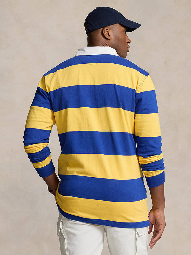 Ralph Lauren Big & Tall Stripe Rugby Shirt, Chrome Yellow/Cruise Royal Blue