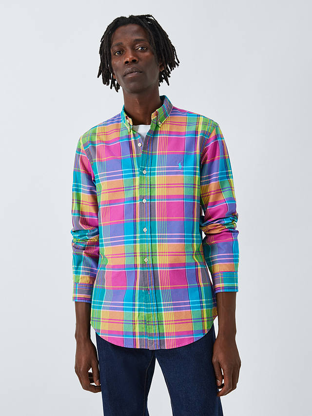 Ralph Lauren Long Sleeve Check Shirt, Multi, 6327 Pink/Turq Multi