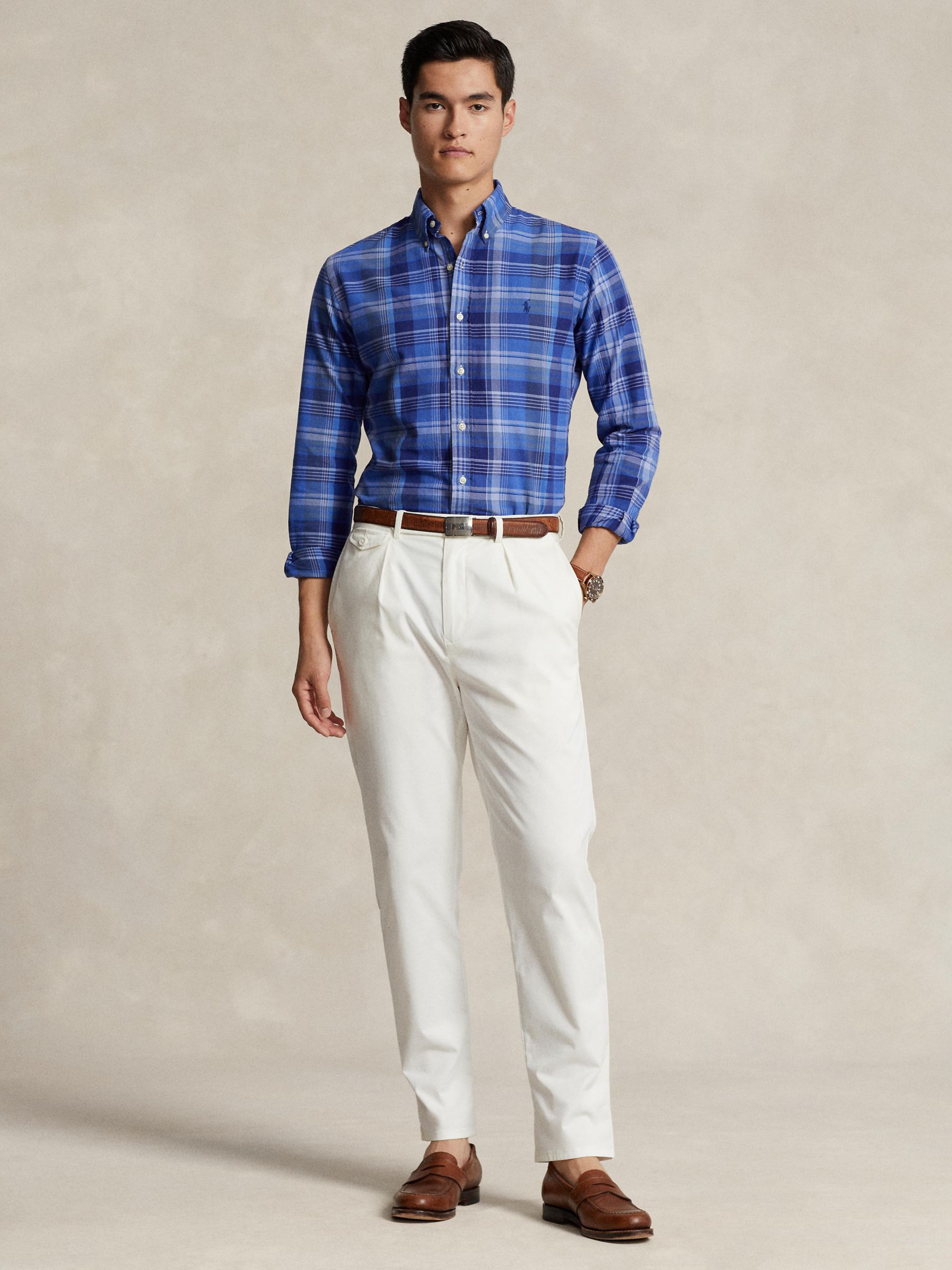 Buy Ralph Lauren Slim Fit Plaid Oxford Check Shirt, Blue/Multi Online at johnlewis.com