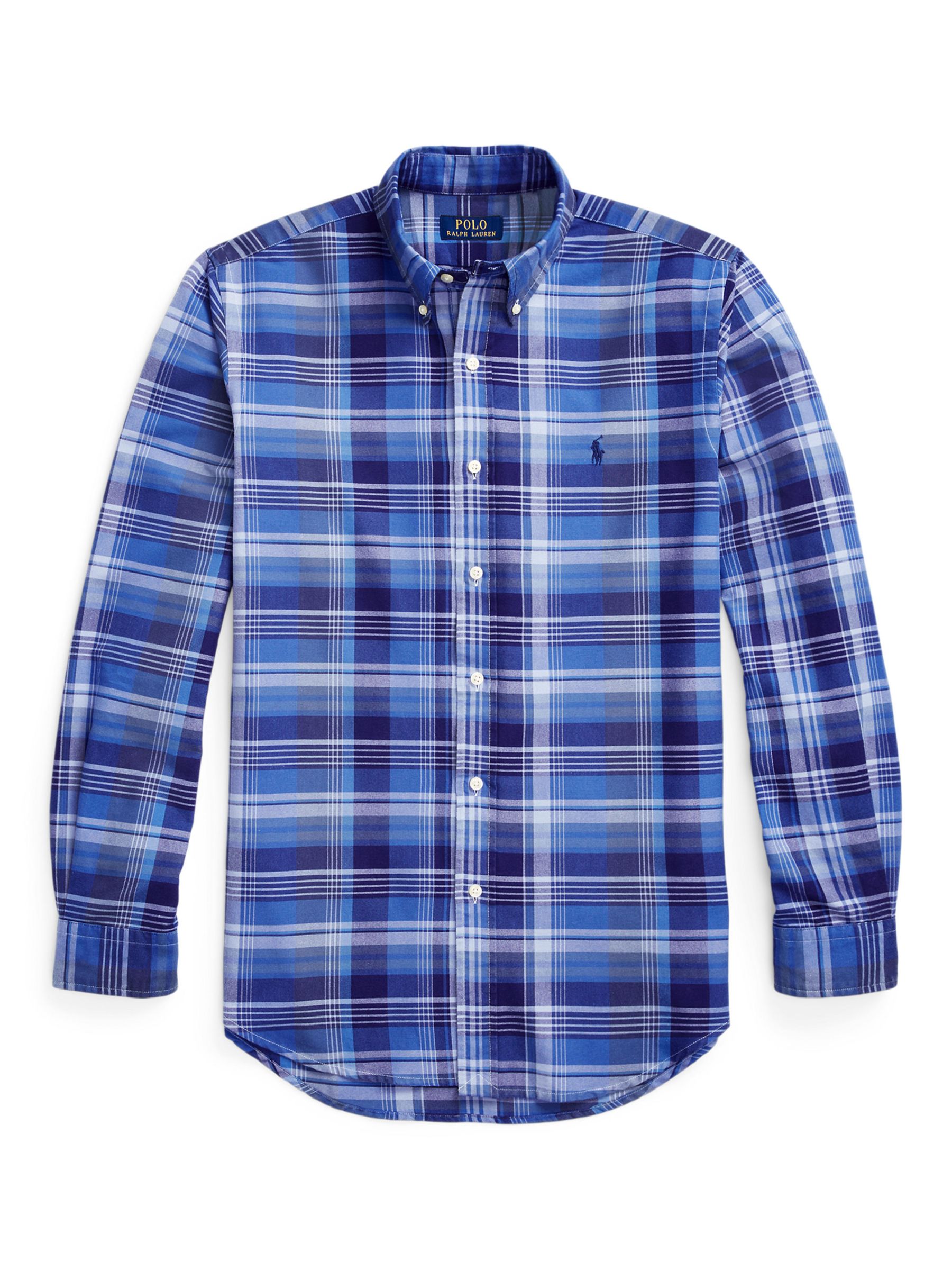 Ralph Lauren Slim Fit Plaid Oxford Check Shirt, Blue/Multi, S