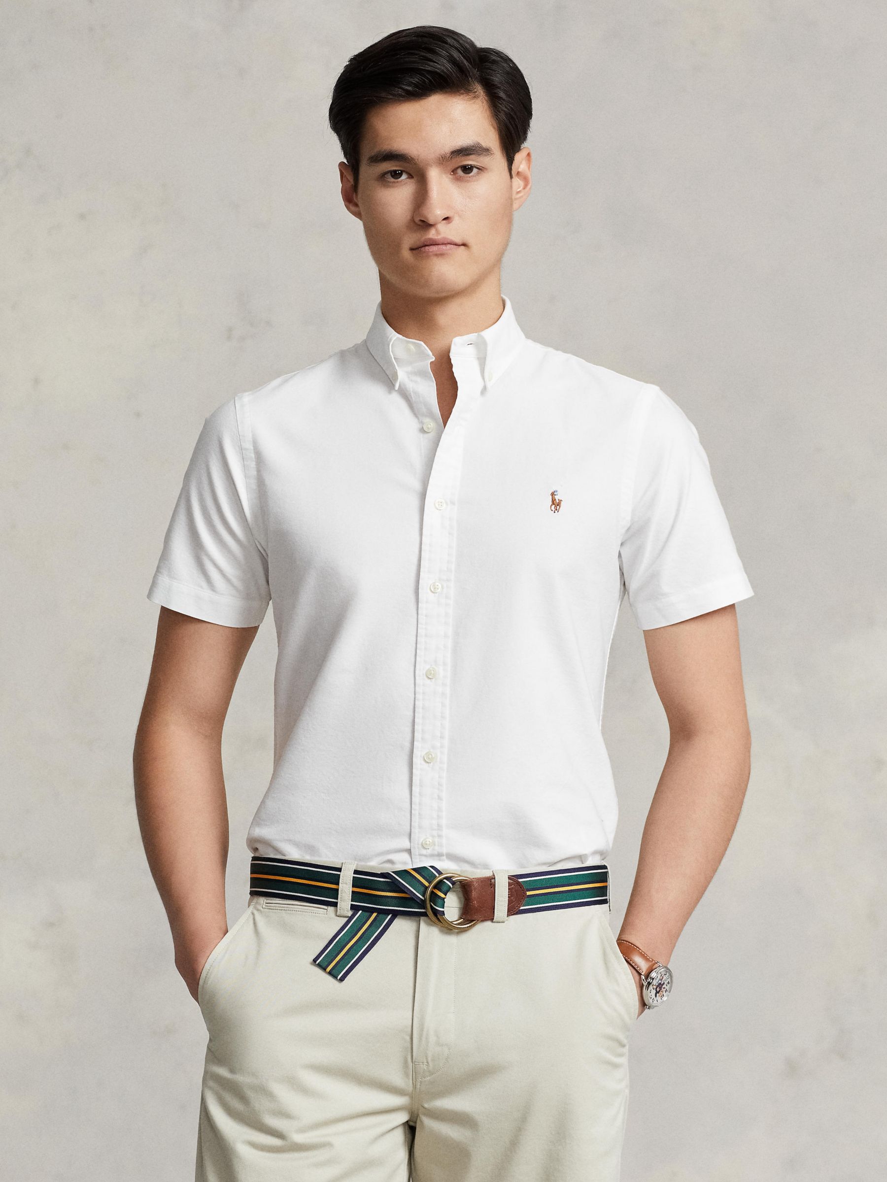 Ralph Lauren Slim Fit Oxford Short Sleeve Shirt, White, M