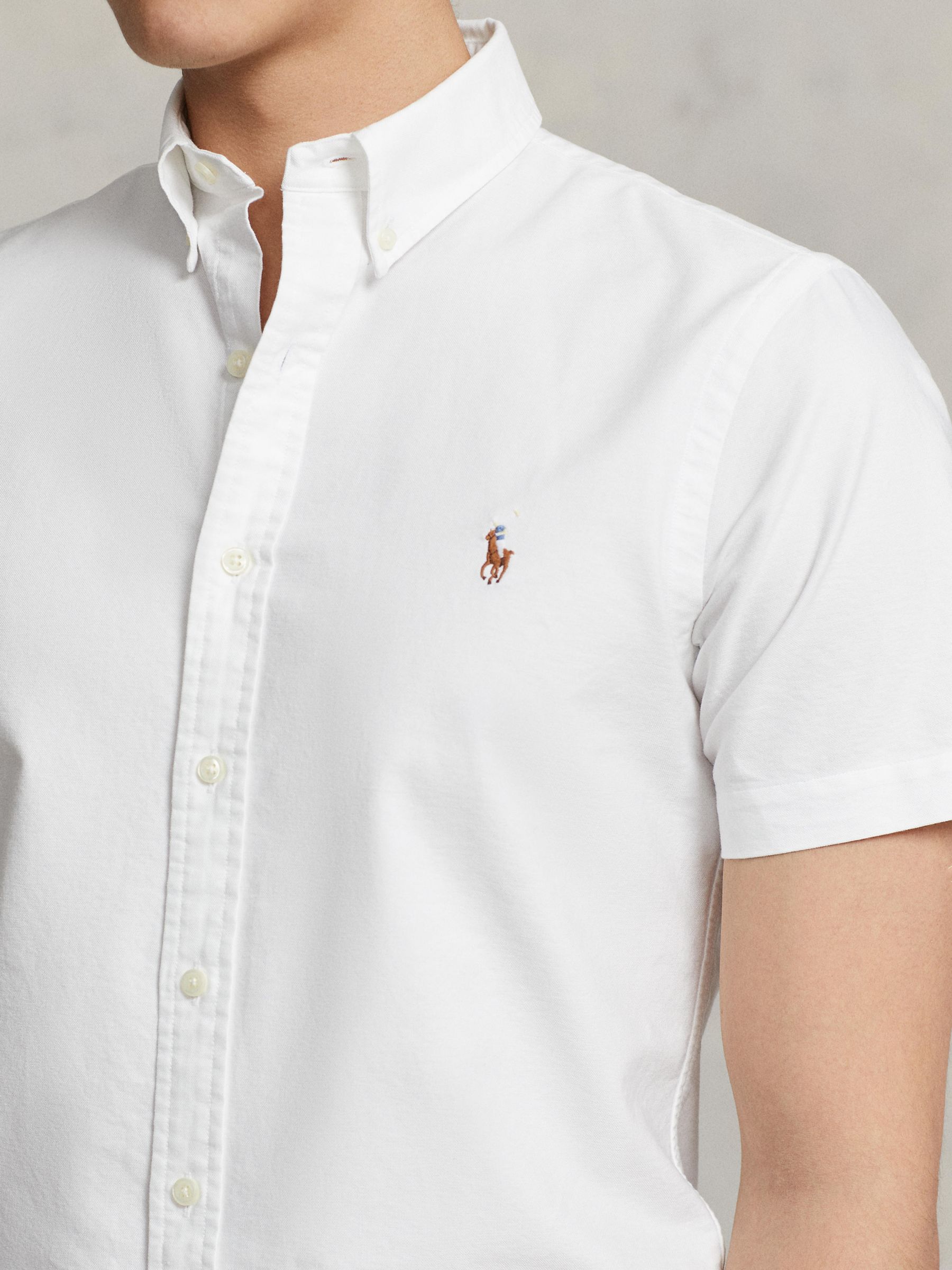 Ralph Lauren Slim Fit Oxford Short Sleeve Shirt, White, M