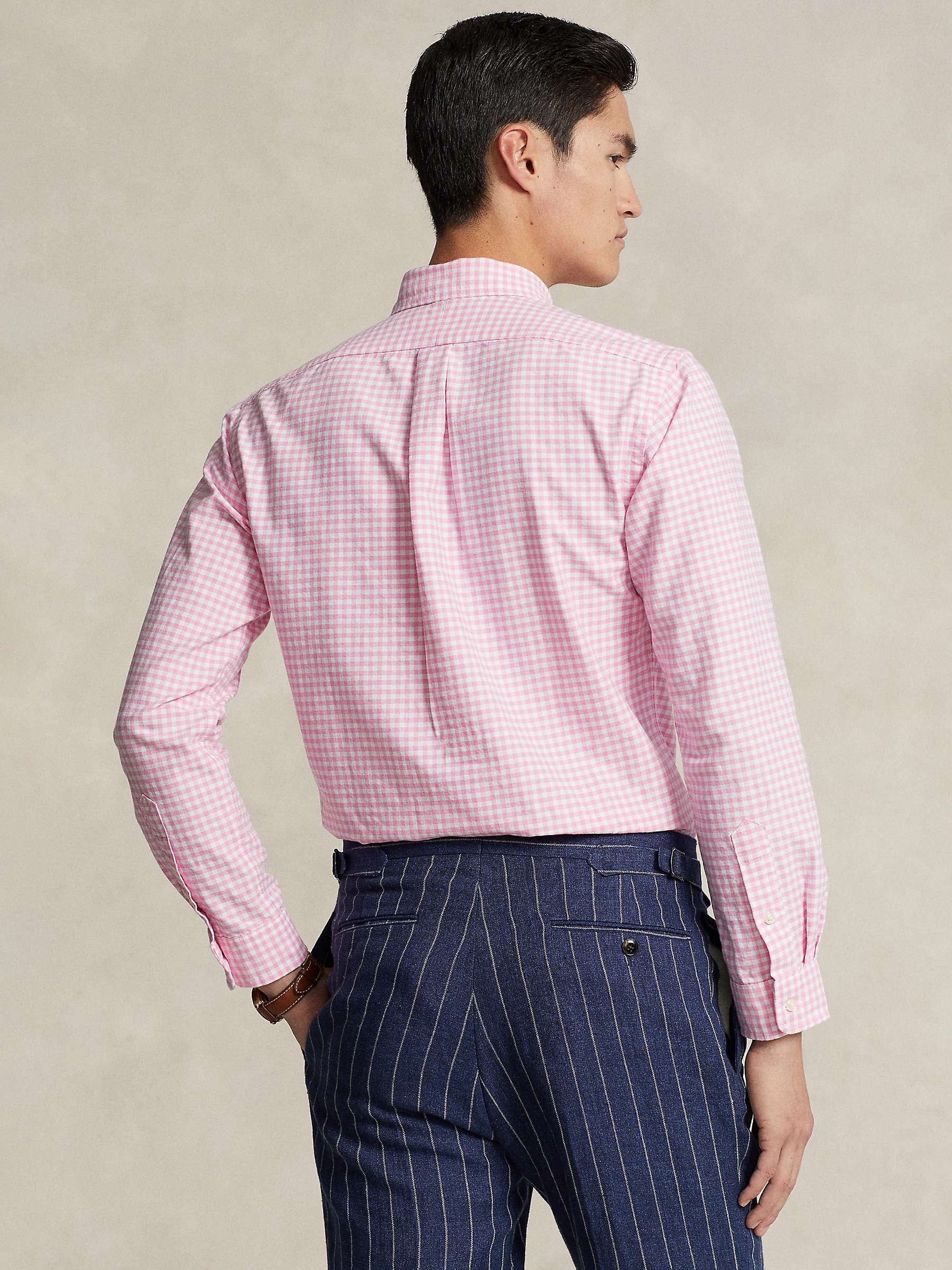 Buy Polo Ralph Lauren Tailored Fit Gingham Oxford Shirt, Pink/White Online at johnlewis.com