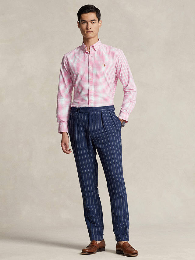 Polo Ralph Lauren Tailored Fit Gingham Oxford Shirt, Pink/White