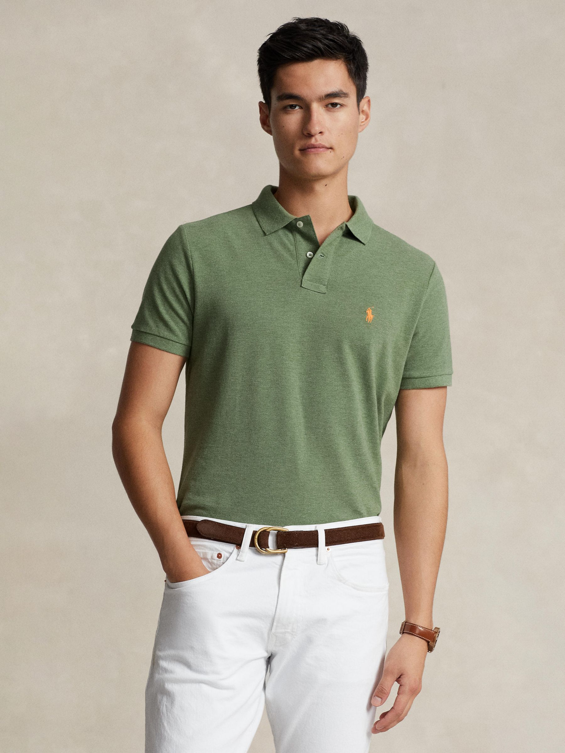 Polo Ralph Lauren Short Sleeve Custom Slim Fit Polo Shirt, Cargo Green
