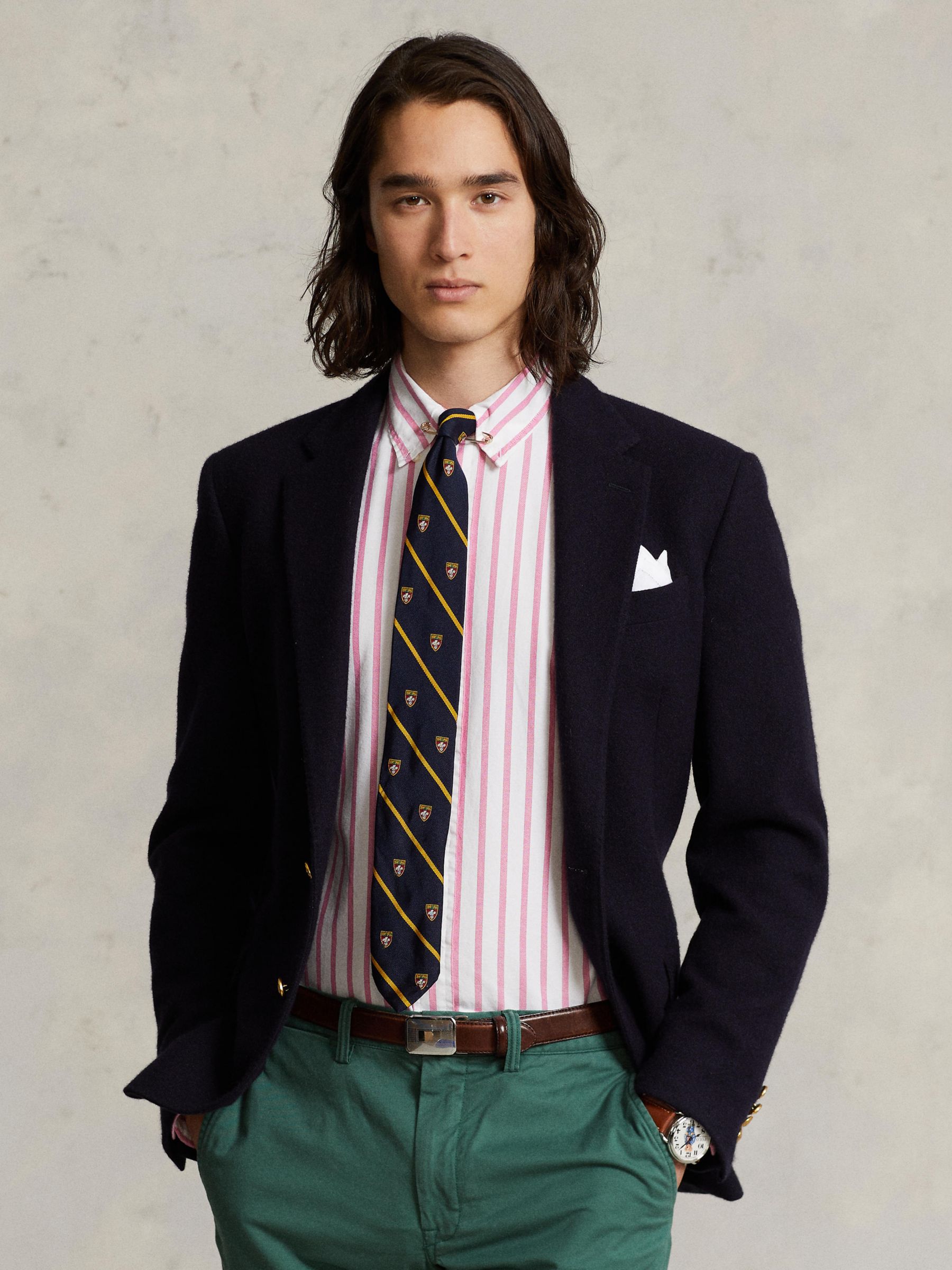 Polo Ralph Lauren Custom Fit Striped Oxford Shirt, Pink/White at John ...