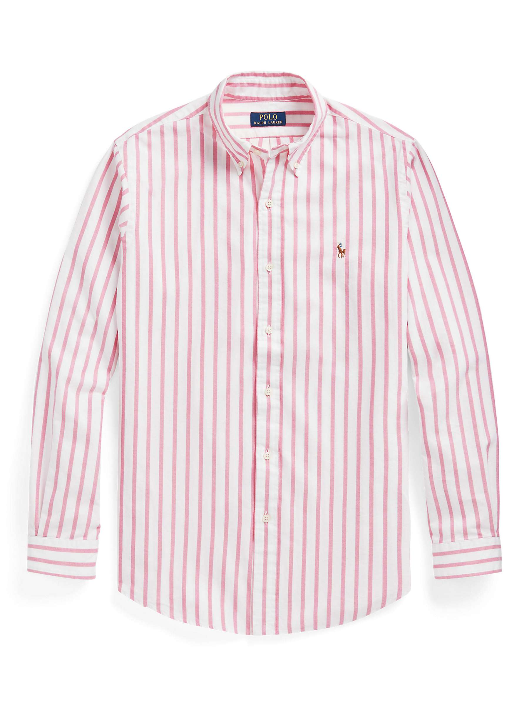 Buy Polo Ralph Lauren Custom Fit Striped Oxford Shirt, Pink/White Online at johnlewis.com