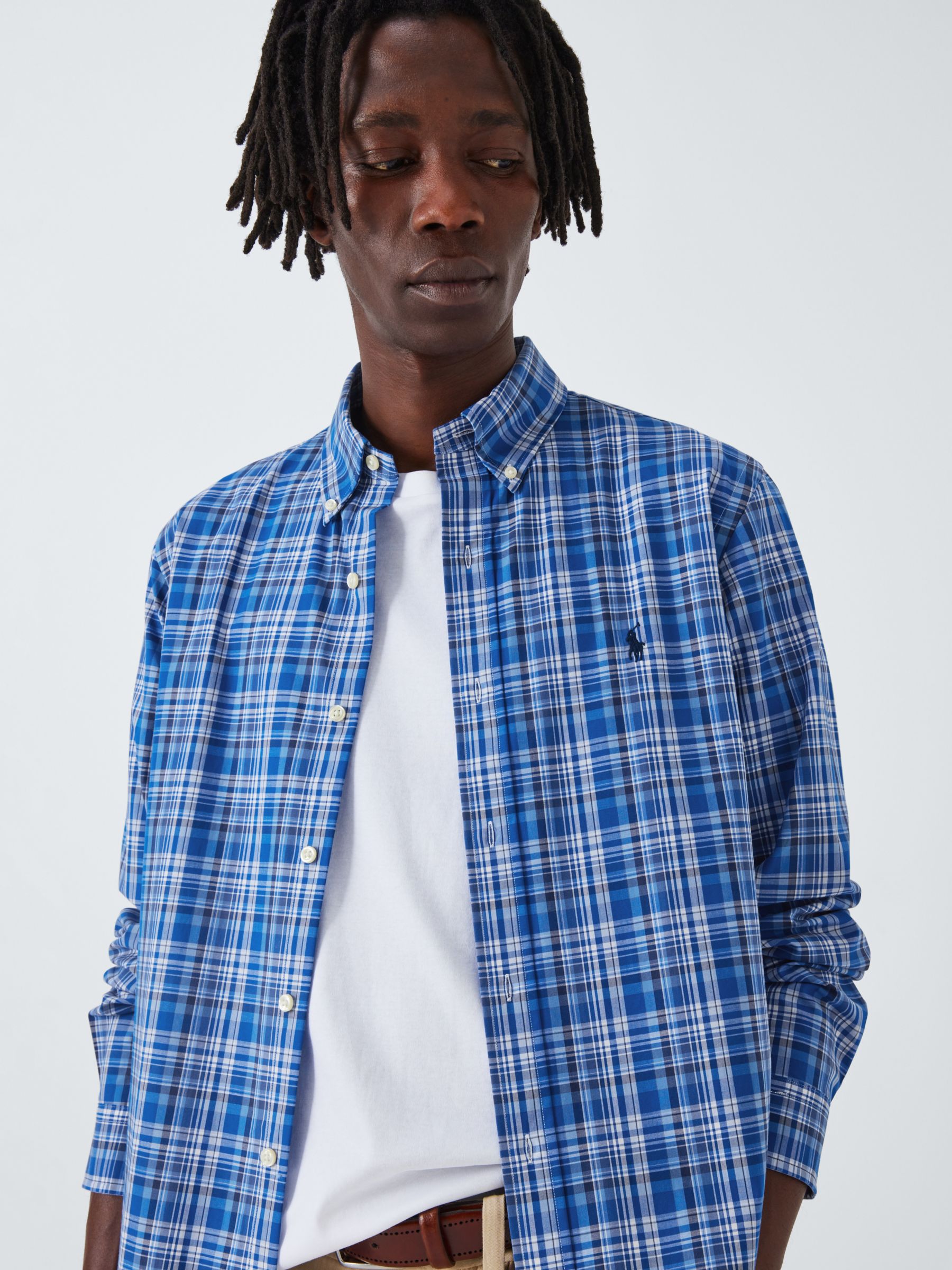 Ralph Lauren Long Sleeve Check Shirt, Blue/Multi at John Lewis & Partners