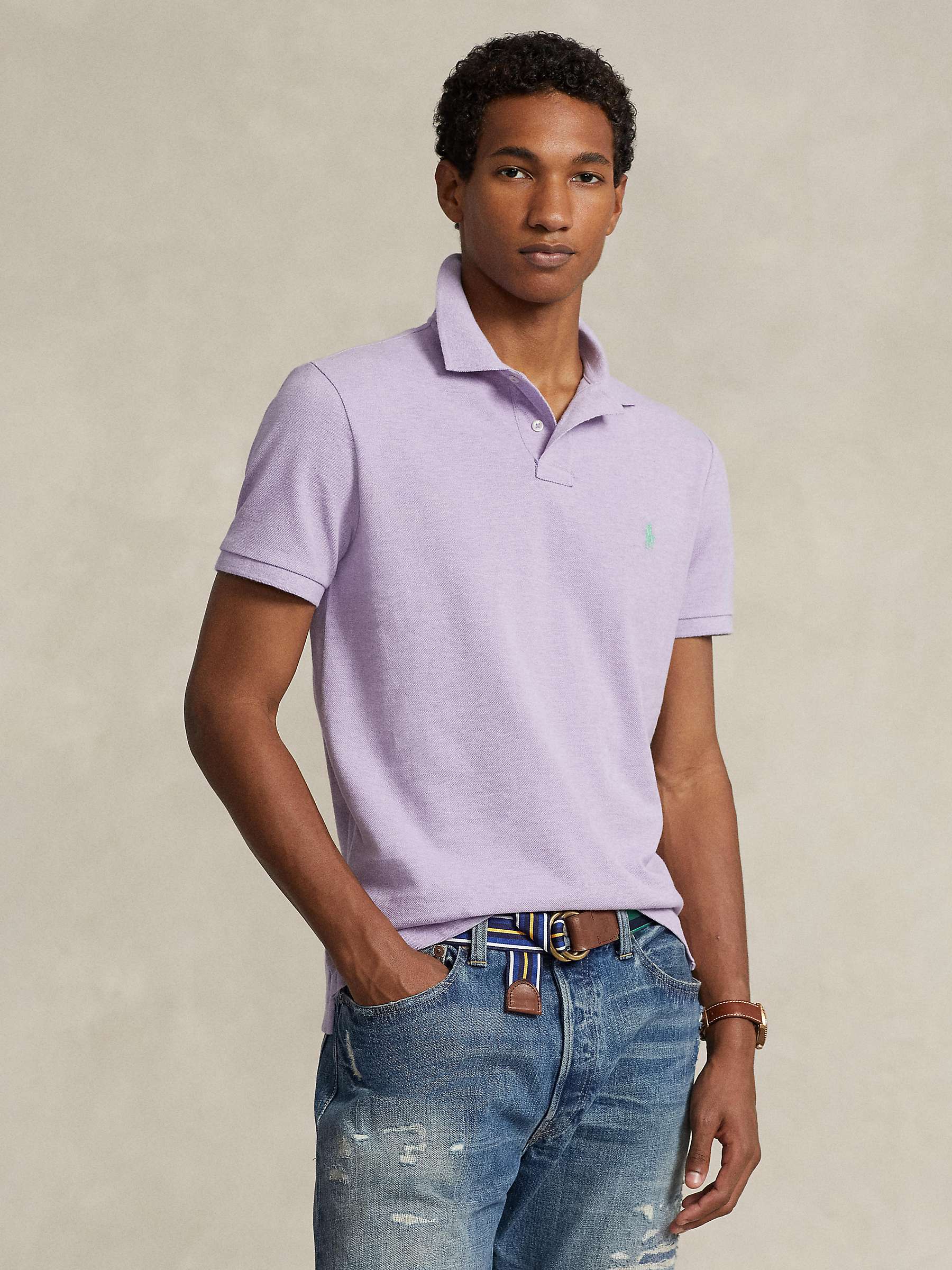 Ralph Lauren Custom Slim Fit Soft Cotton Polo Shirt, Pastel Purple at ...